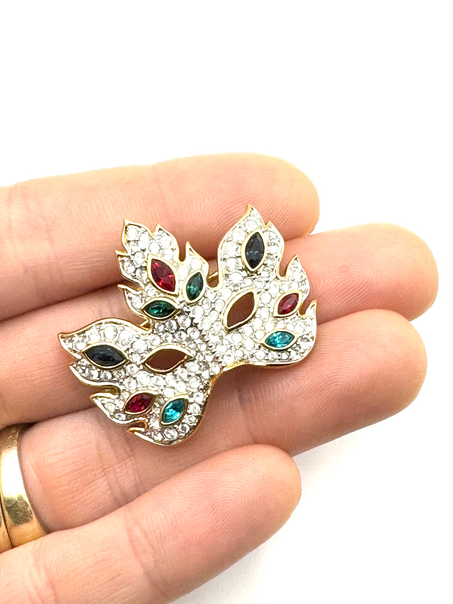 Vintage Swan Swarovski Masquerade Brooch Pin