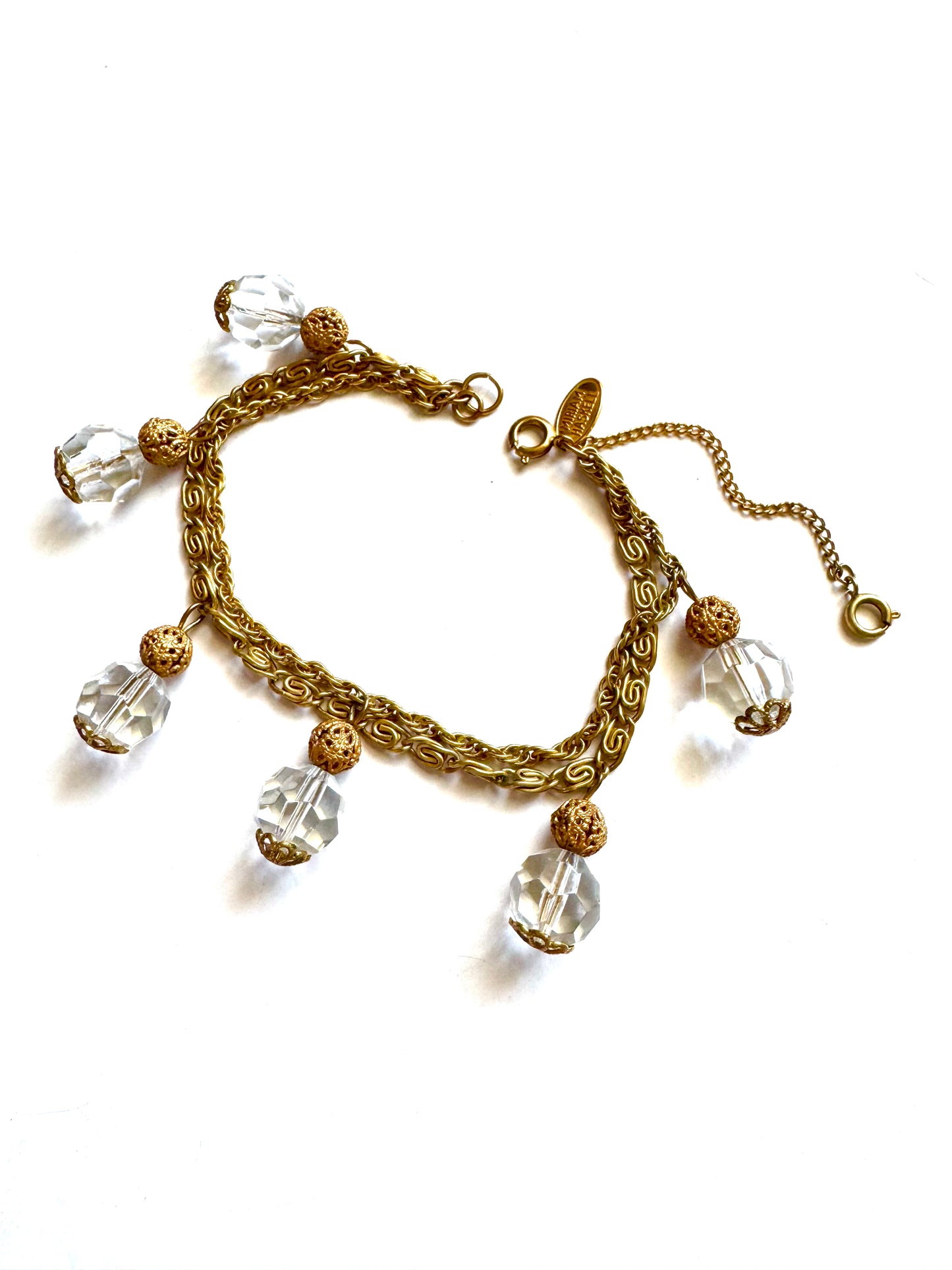 Vintage Miriam Haskell Crystal Charm Bracelet