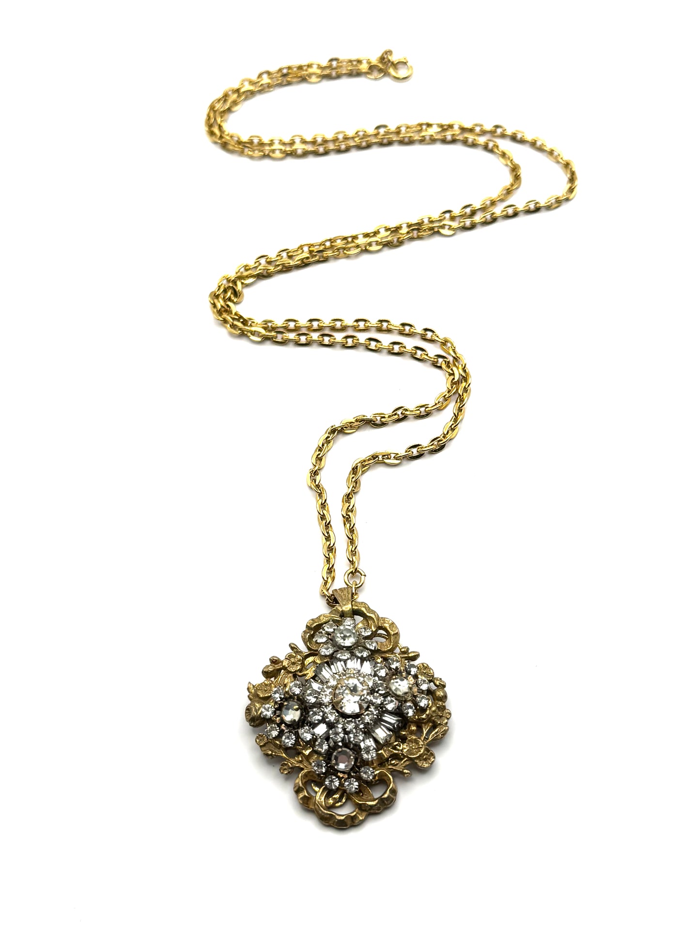 Miriam Haskell Gilt Pendant Necklace 1950s