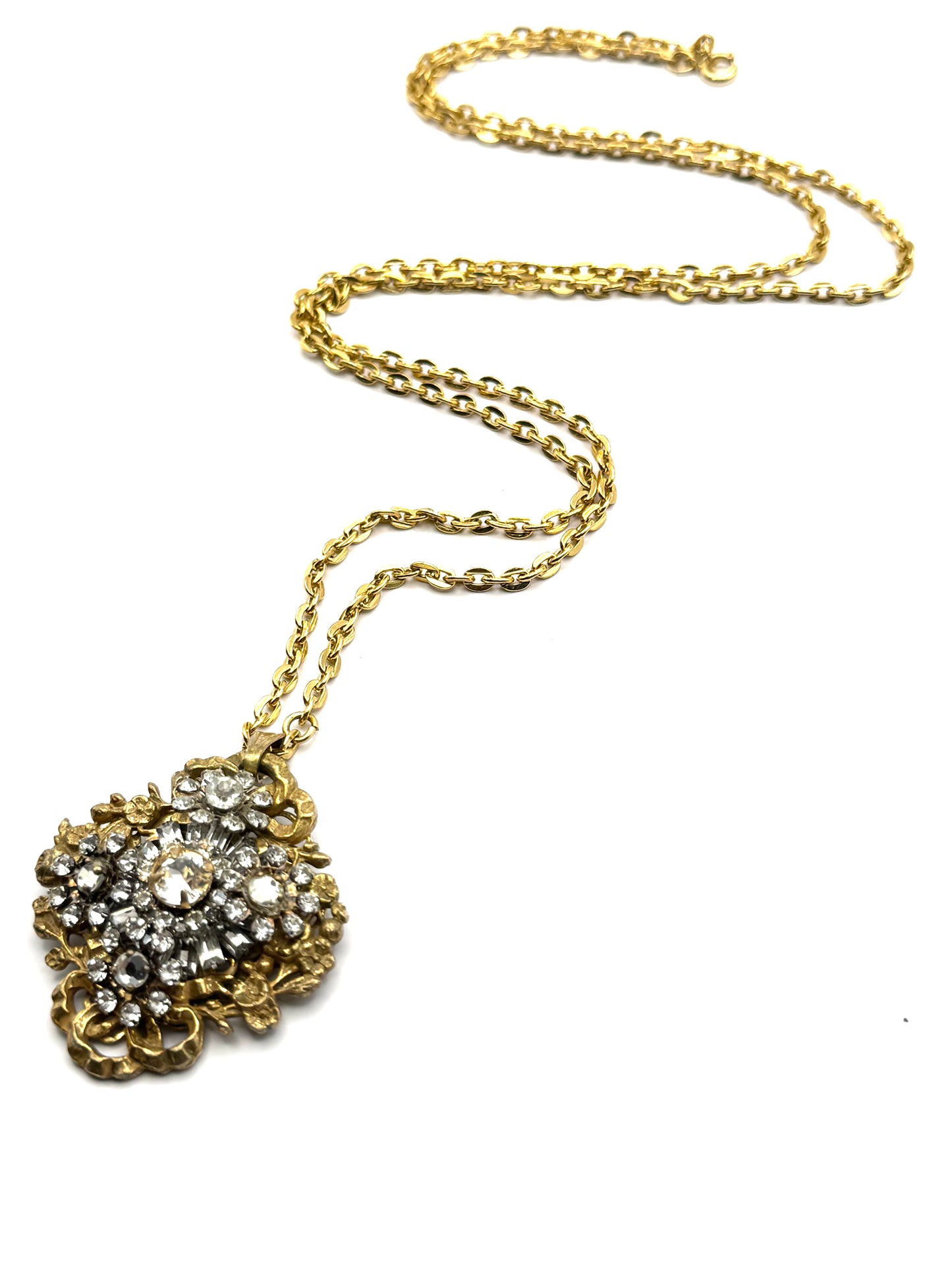 Miriam Haskell Gilt Pendant Necklace 1950s
