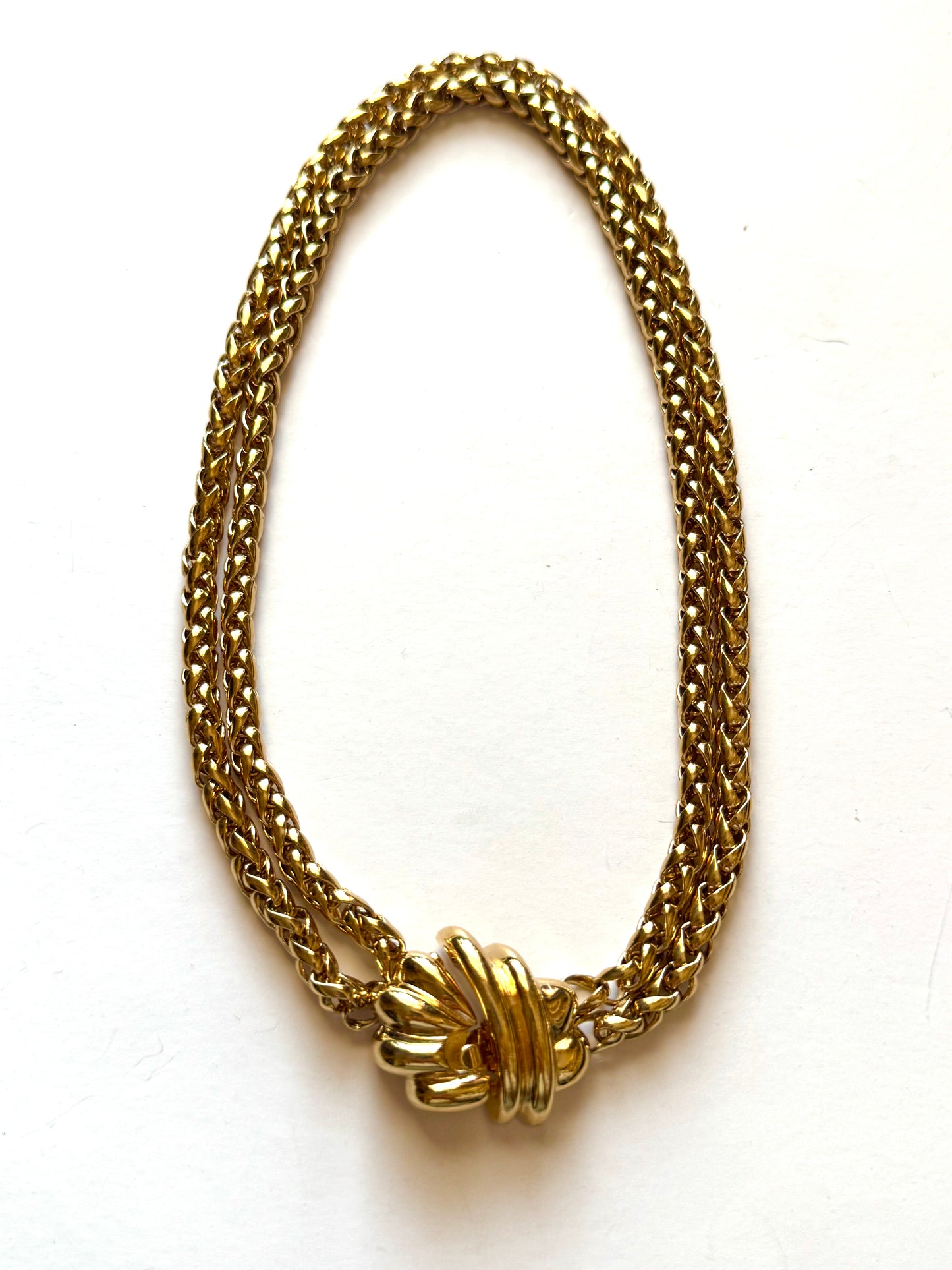 Vintage Givenchy Double Strand Gold Tone Choker Necklace