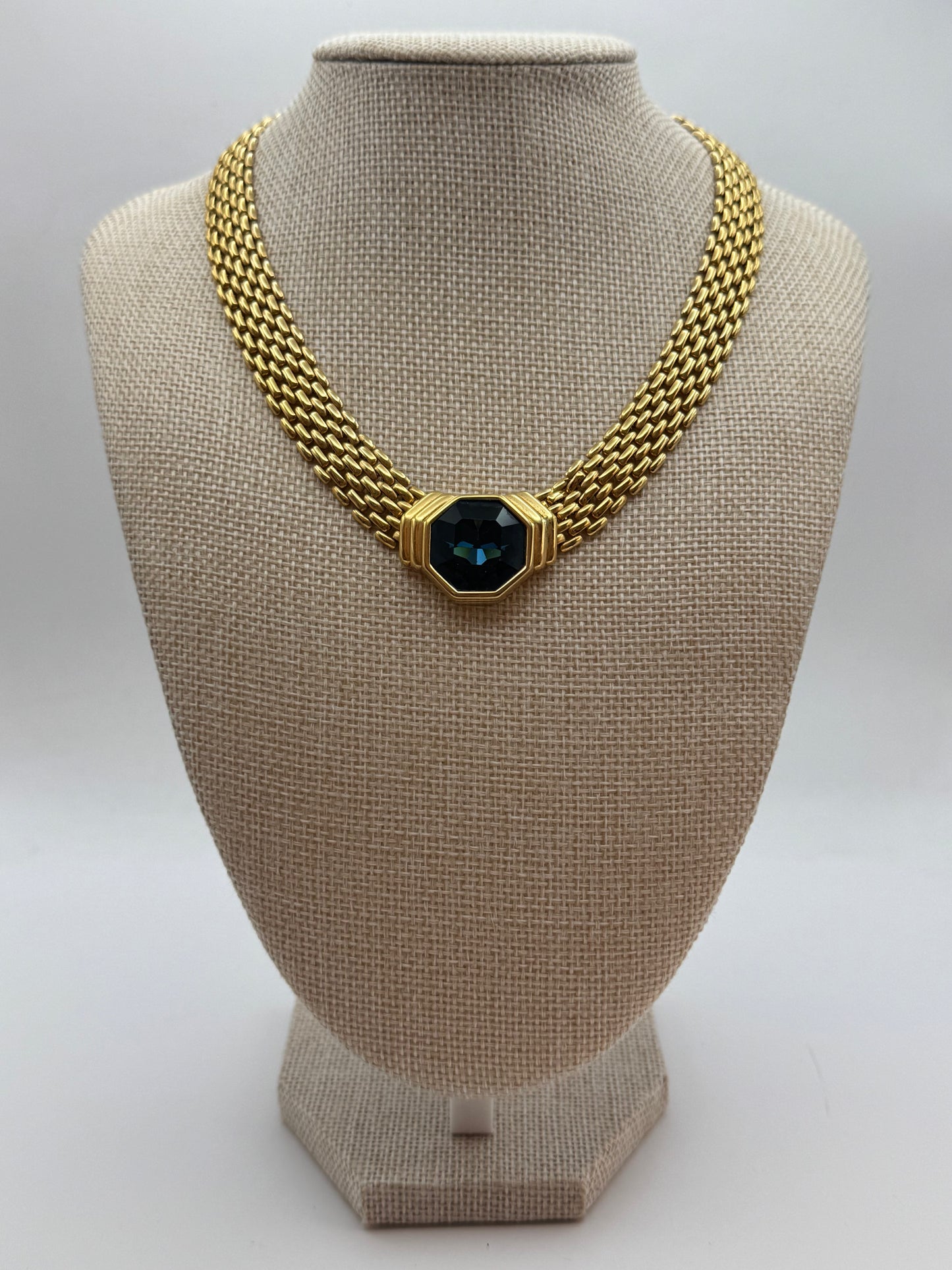 Vintage Sal Swarovski Statement Panther Chain Necklace