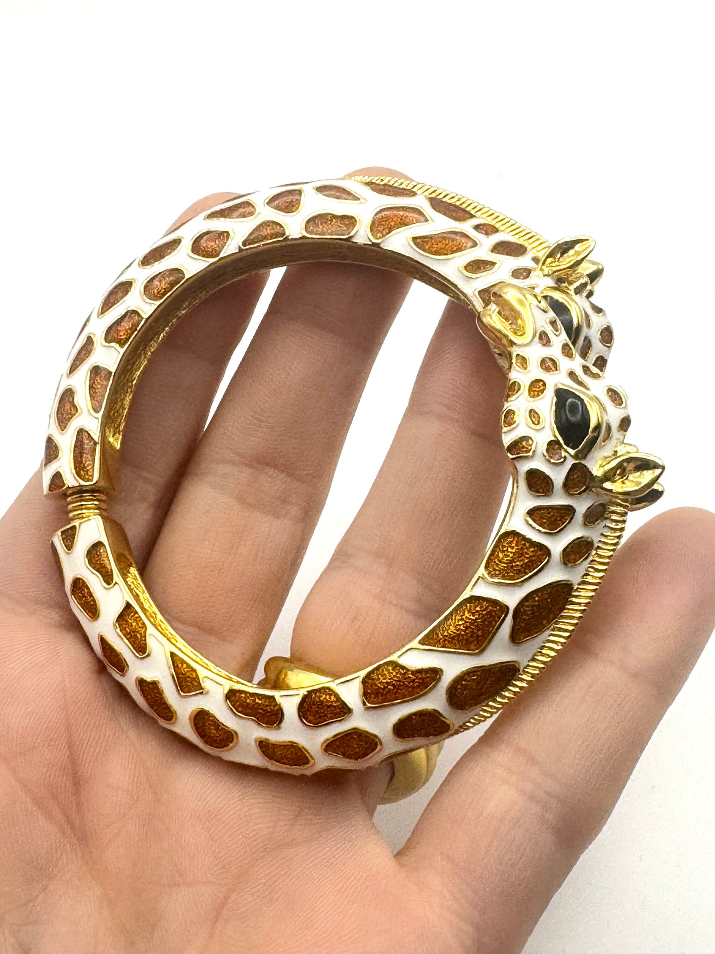 Vintage Kenneth Jay Lane Giraffe Hinged Enamel Bracelet