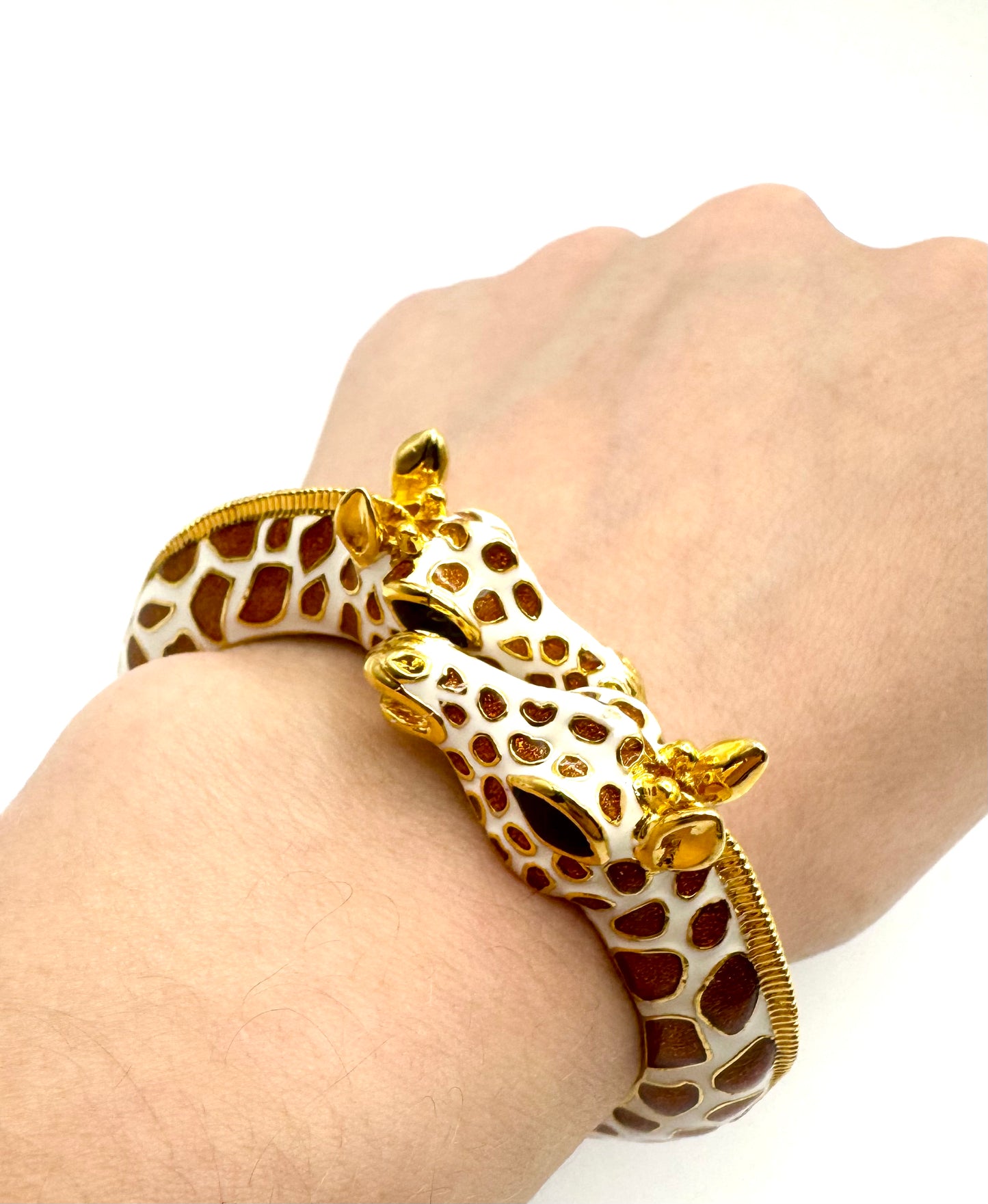 Vintage Kenneth Jay Lane Giraffe Hinged Enamel Bracelet