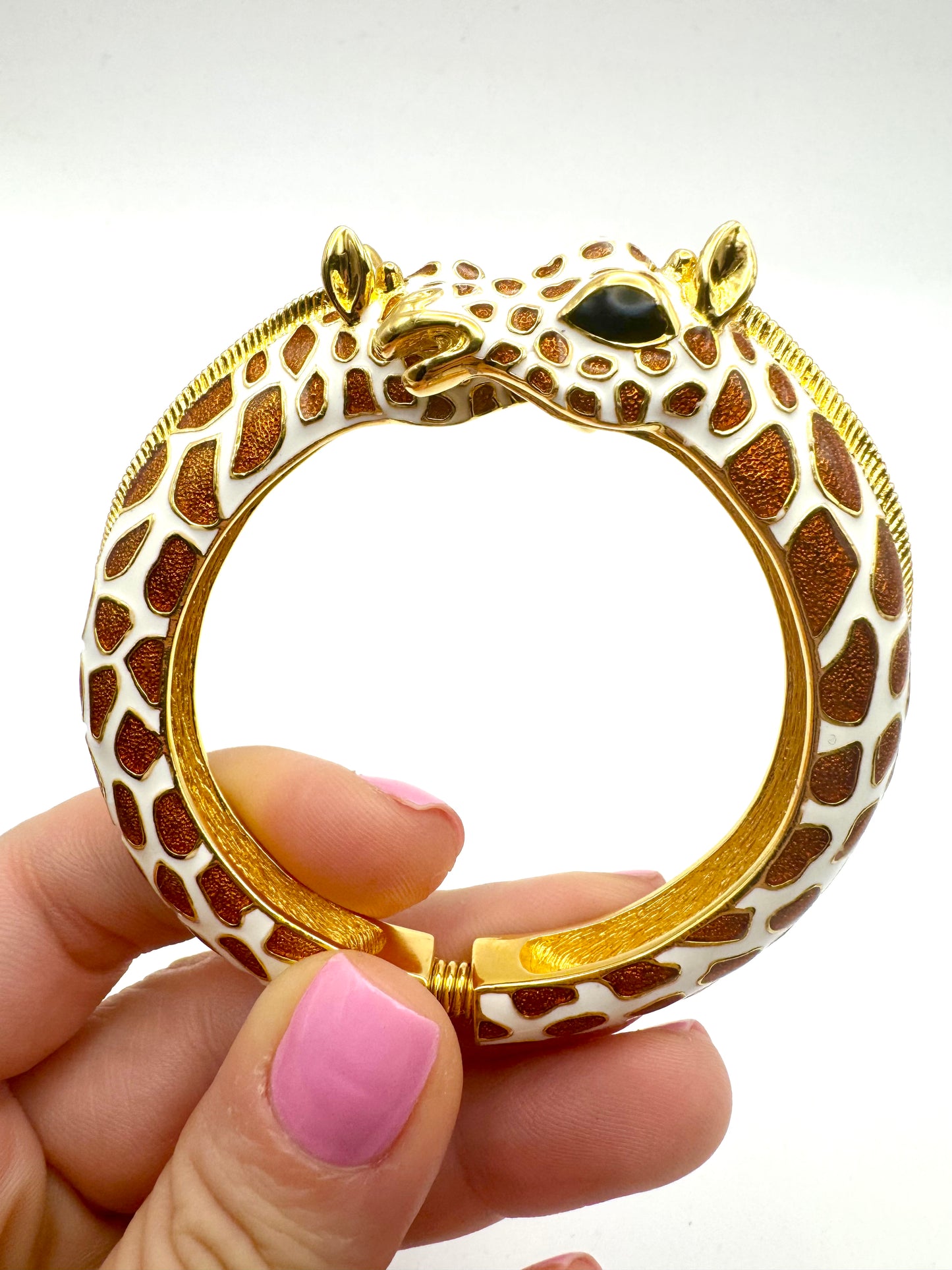 Vintage Kenneth Jay Lane Giraffe Hinged Enamel Bracelet
