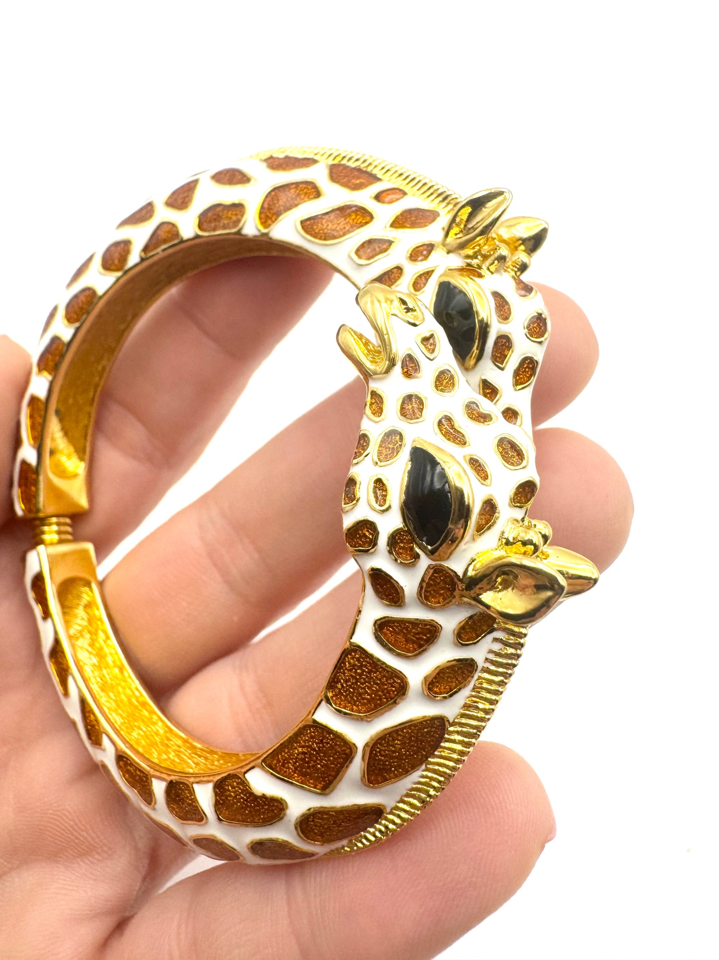 Vintage Kenneth Jay Lane Giraffe Hinged Enamel Bracelet