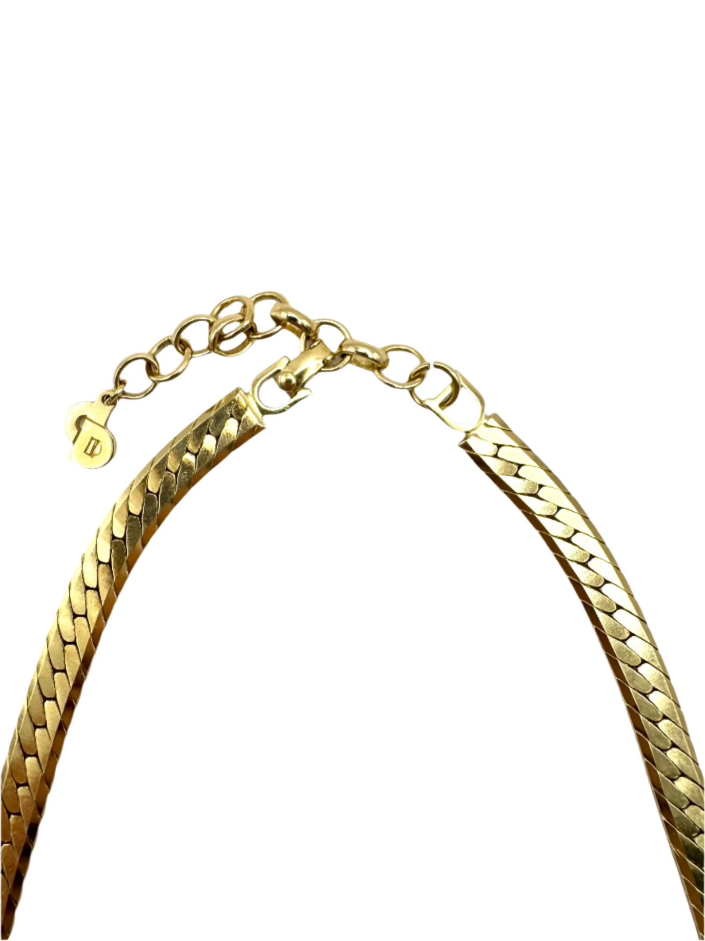 Vintage Christian Dior Gold-Tone Necklace with Faux Pearl Cabochons & Rhinestone Accents