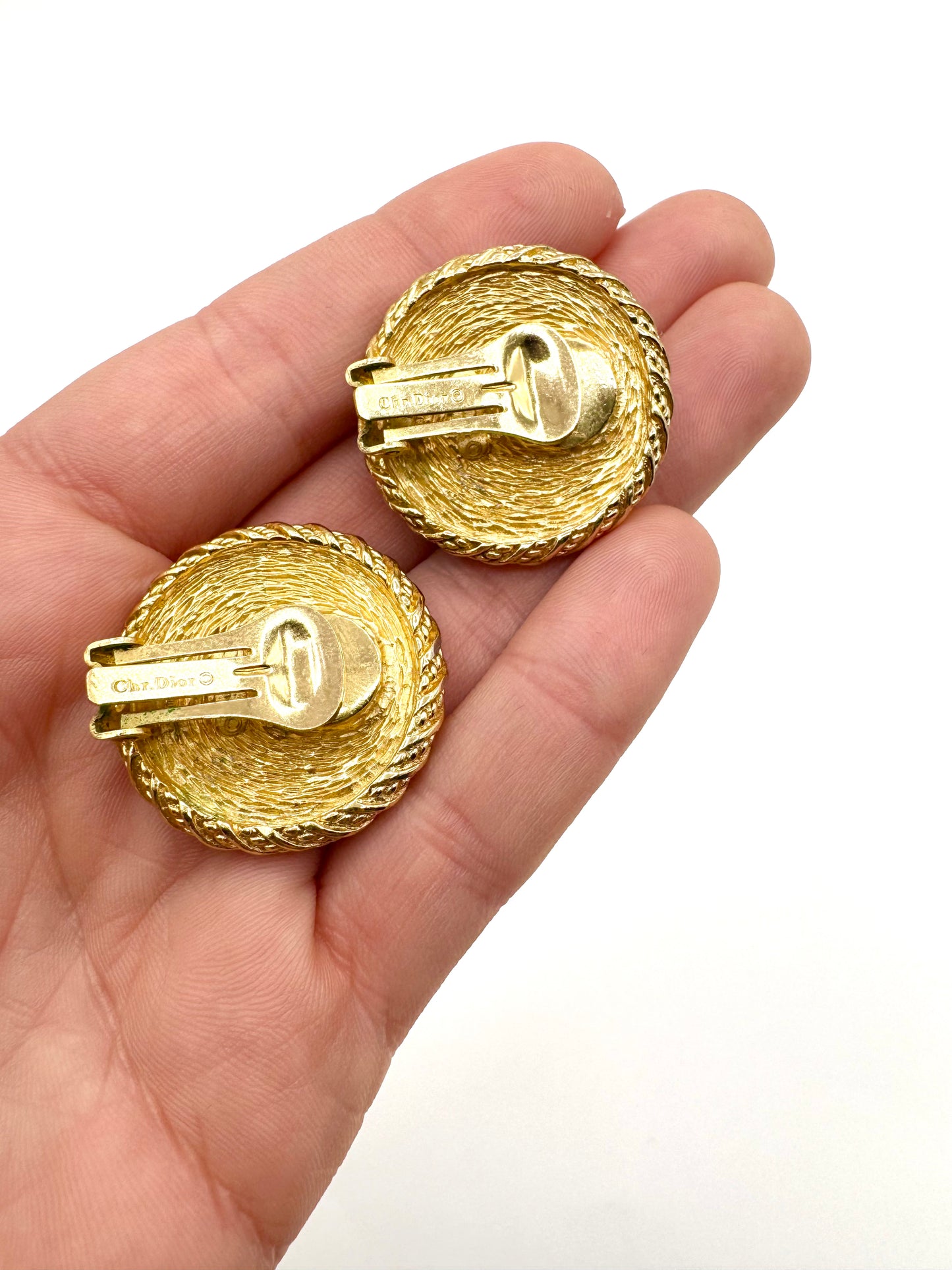 Vintage Christian Dior Gold Tone Faux Pearl Clip-On Earrings