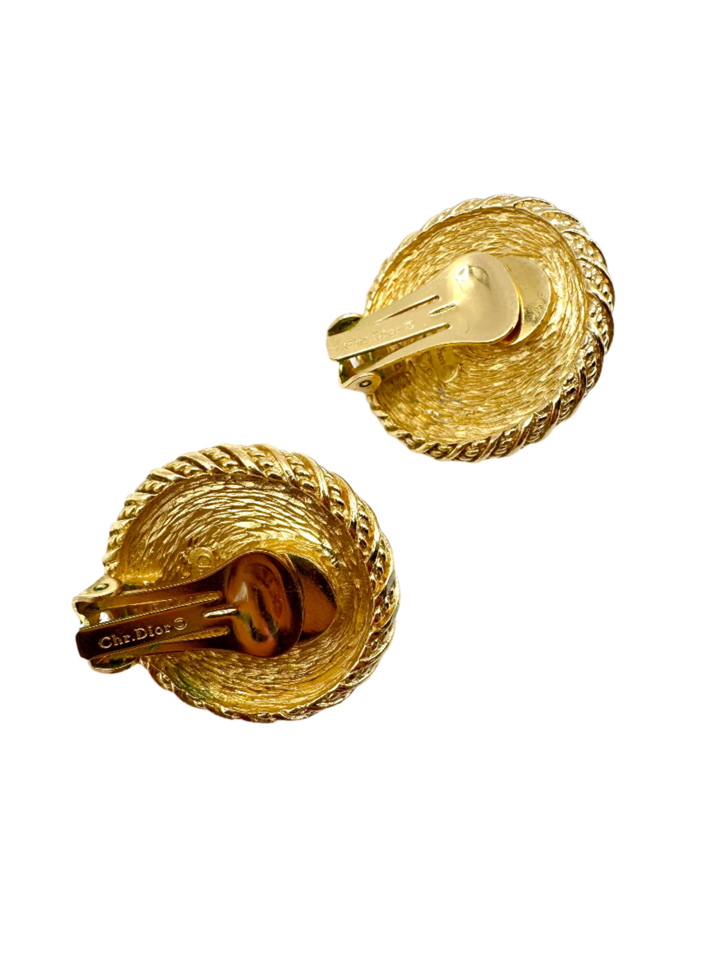 Vintage Christian Dior Gold Tone Faux Pearl Clip-On Earrings