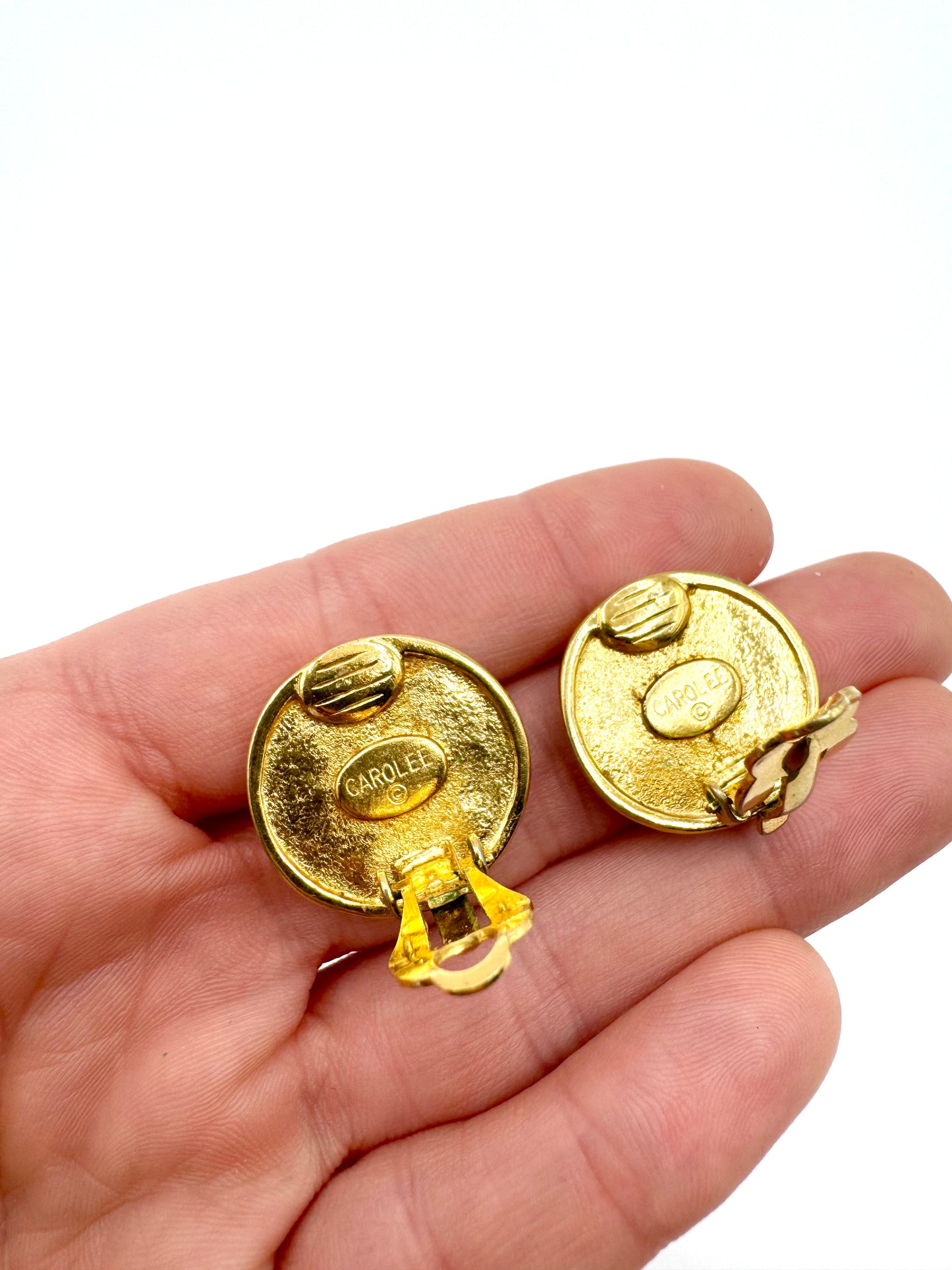 Vintage Carolee Coin Medallion Clip-On Earrings – Roman Inspired Gold Tone