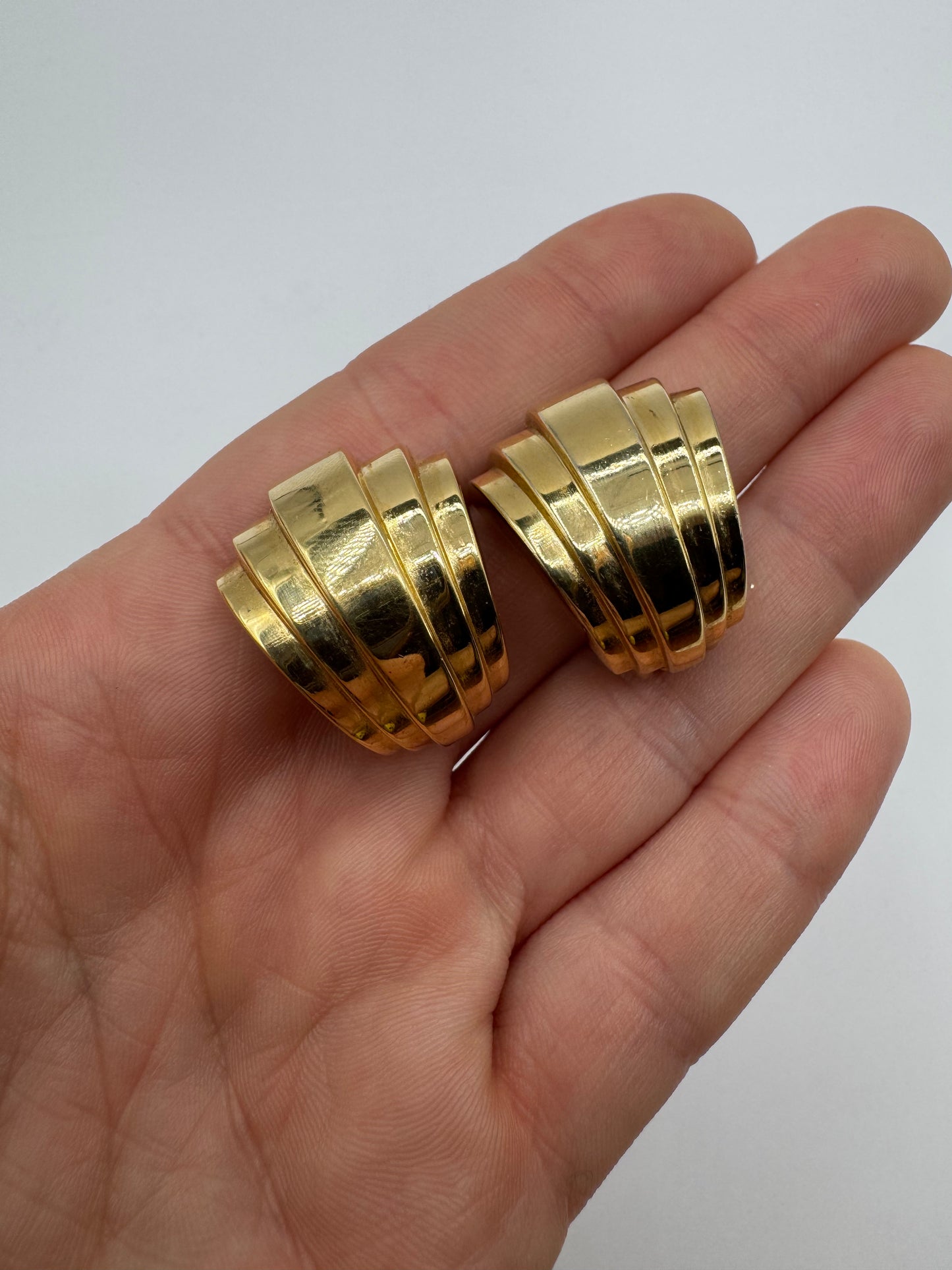 Vintage Christian Dior Sculptural Gold-Tone Clip-On Earrings (1980s)