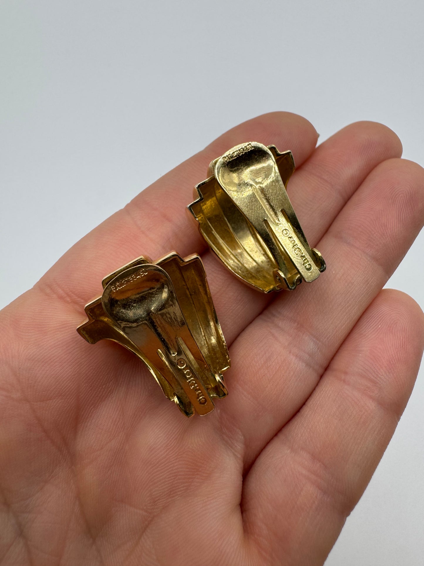 Vintage Christian Dior Sculptural Gold-Tone Clip-On Earrings (1980s)