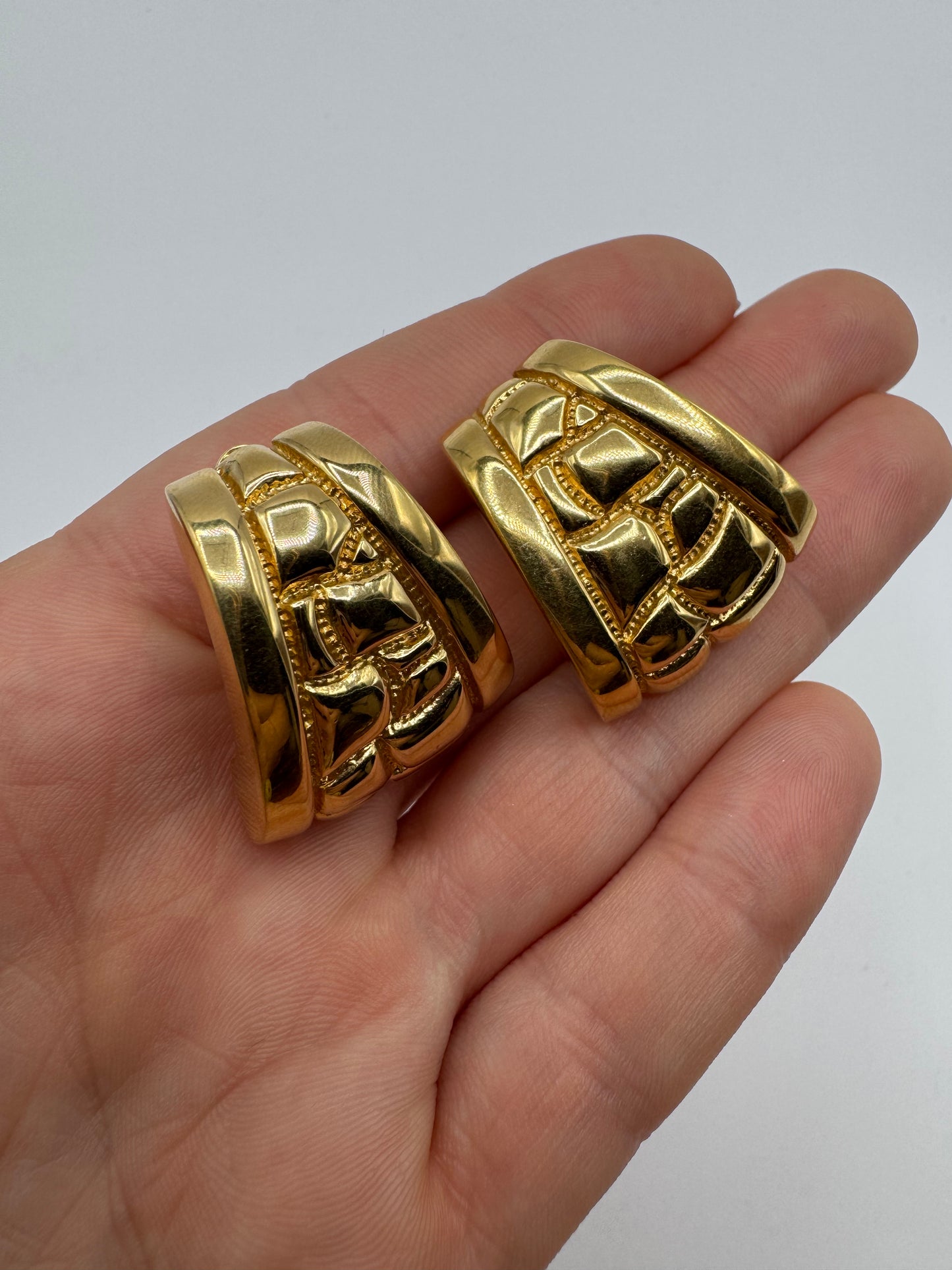 Vintage St. John Gold-Tone Sculpted Clip-On Earrings (1990s)