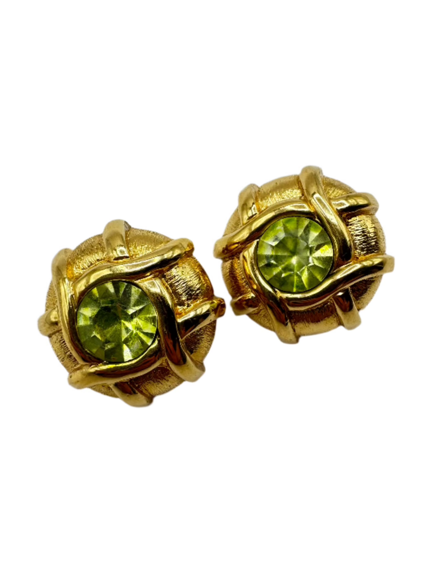 Vintage Replica Lime Green Crystal Clip-On Earrings (1980s)