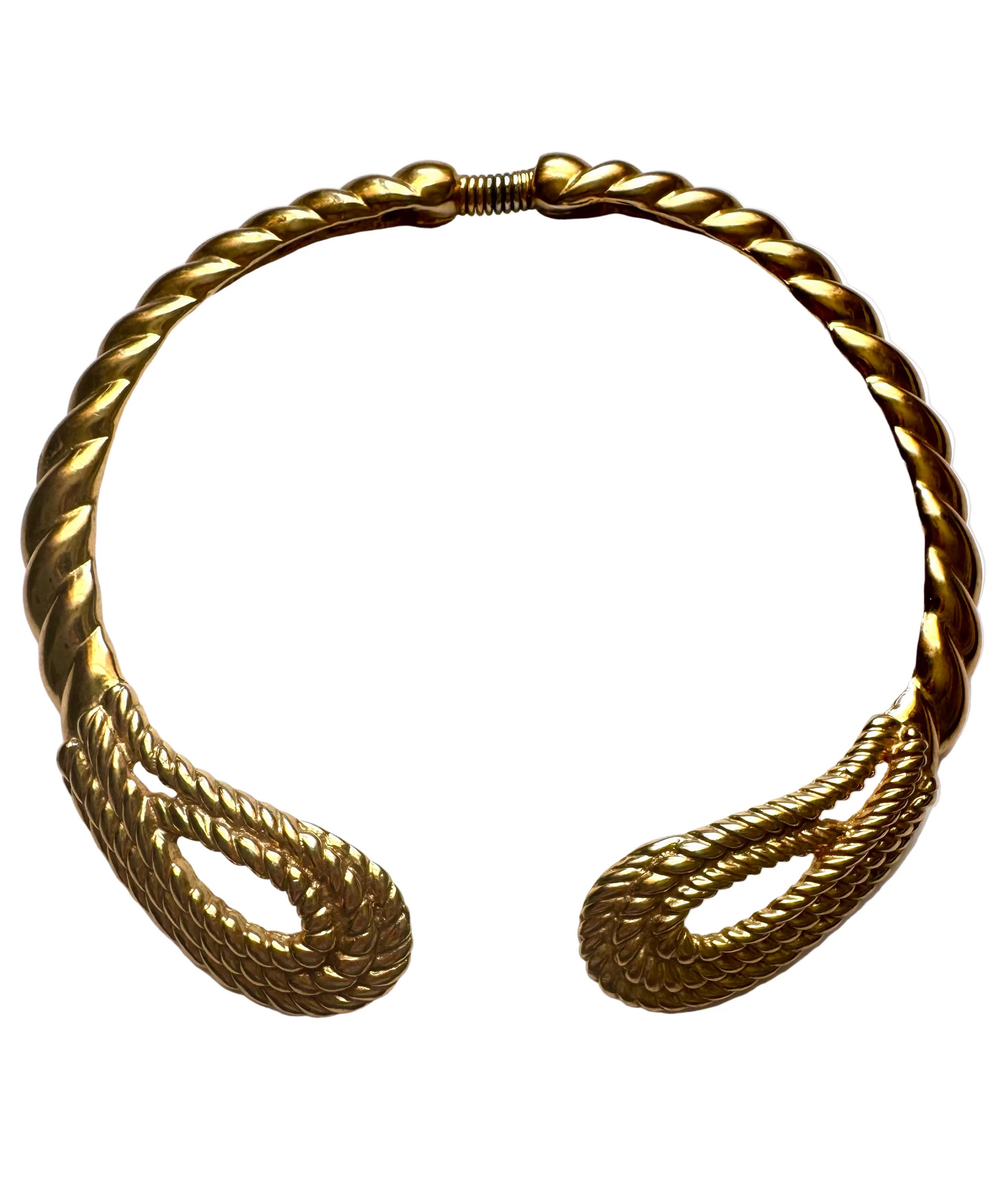 Vintage Bold Gold-Tone Rope Twist Torque Collar Necklace