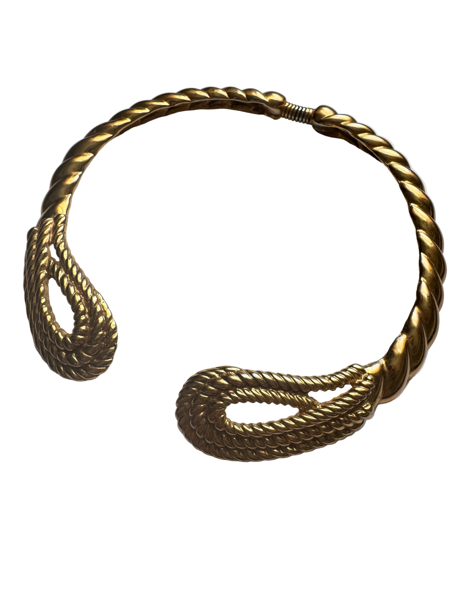 Vintage Bold Gold-Tone Rope Twist Torque Collar Necklace