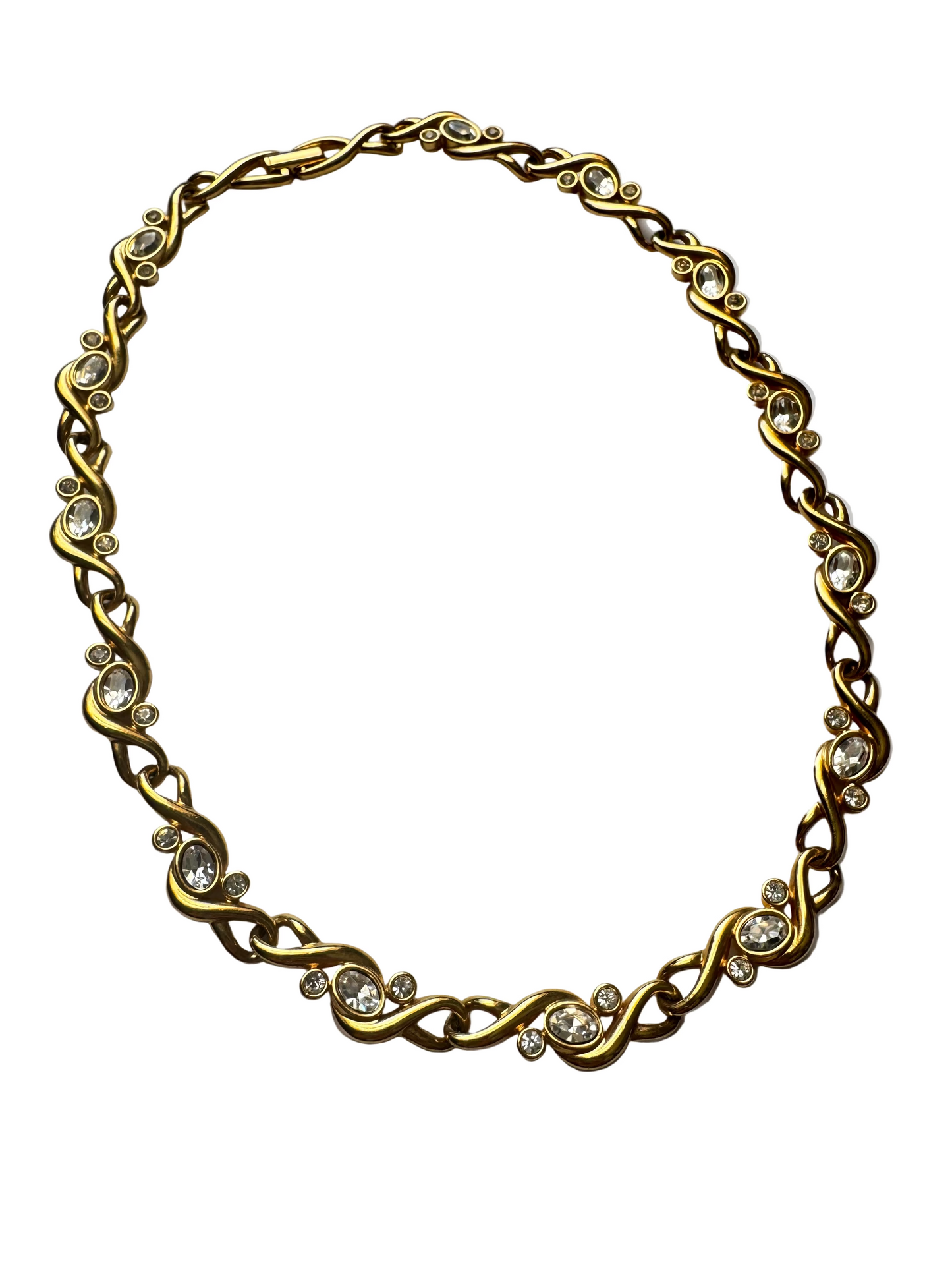 Vintage Swarovski Gold Plated Necklace with Crystal Accents