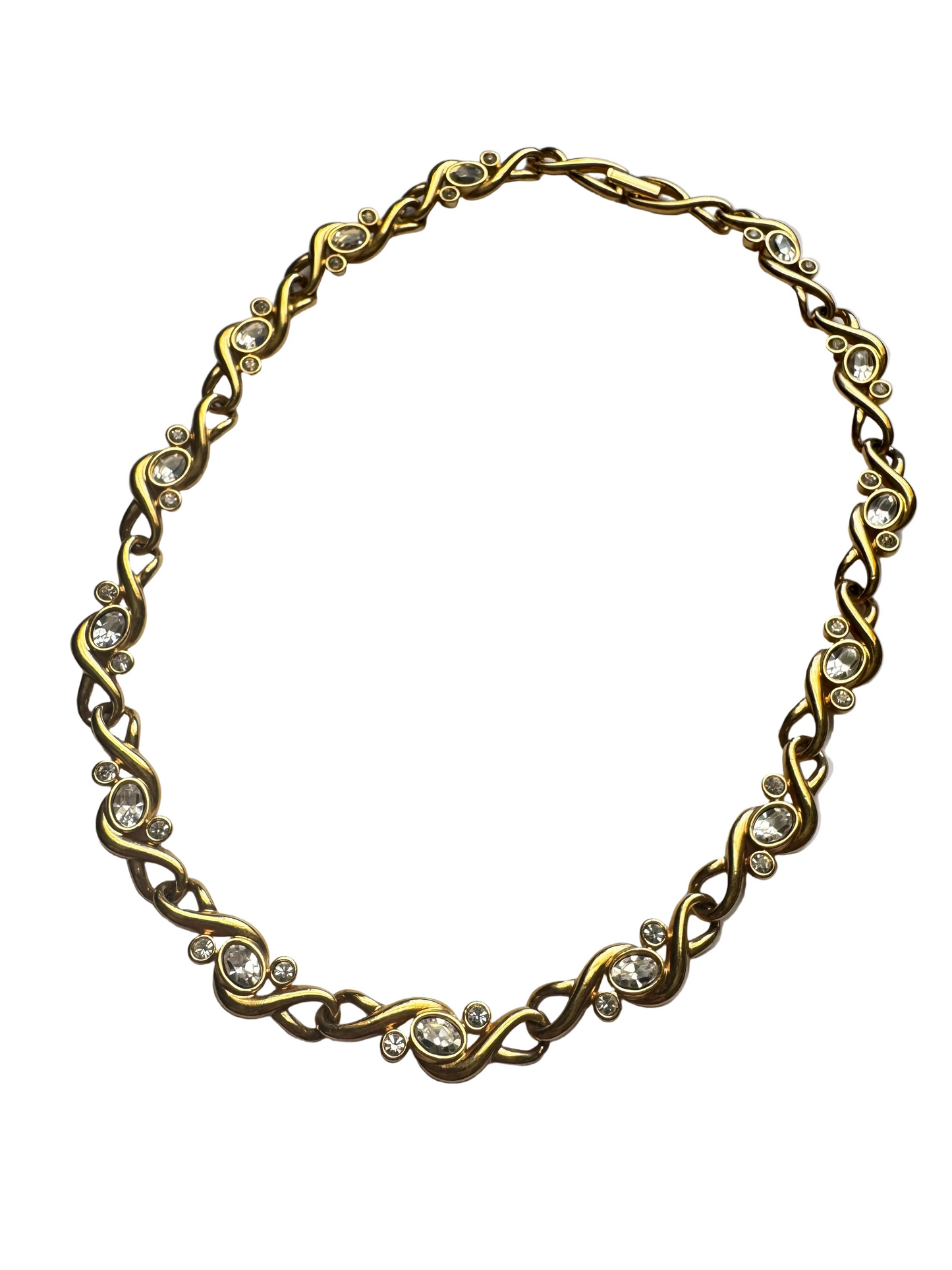 Vintage Swarovski Gold Plated Necklace with Crystal Accents