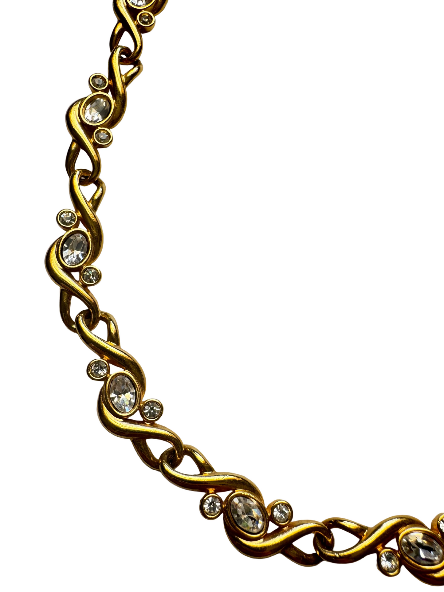 Vintage Swarovski Gold Plated Necklace with Crystal Accents