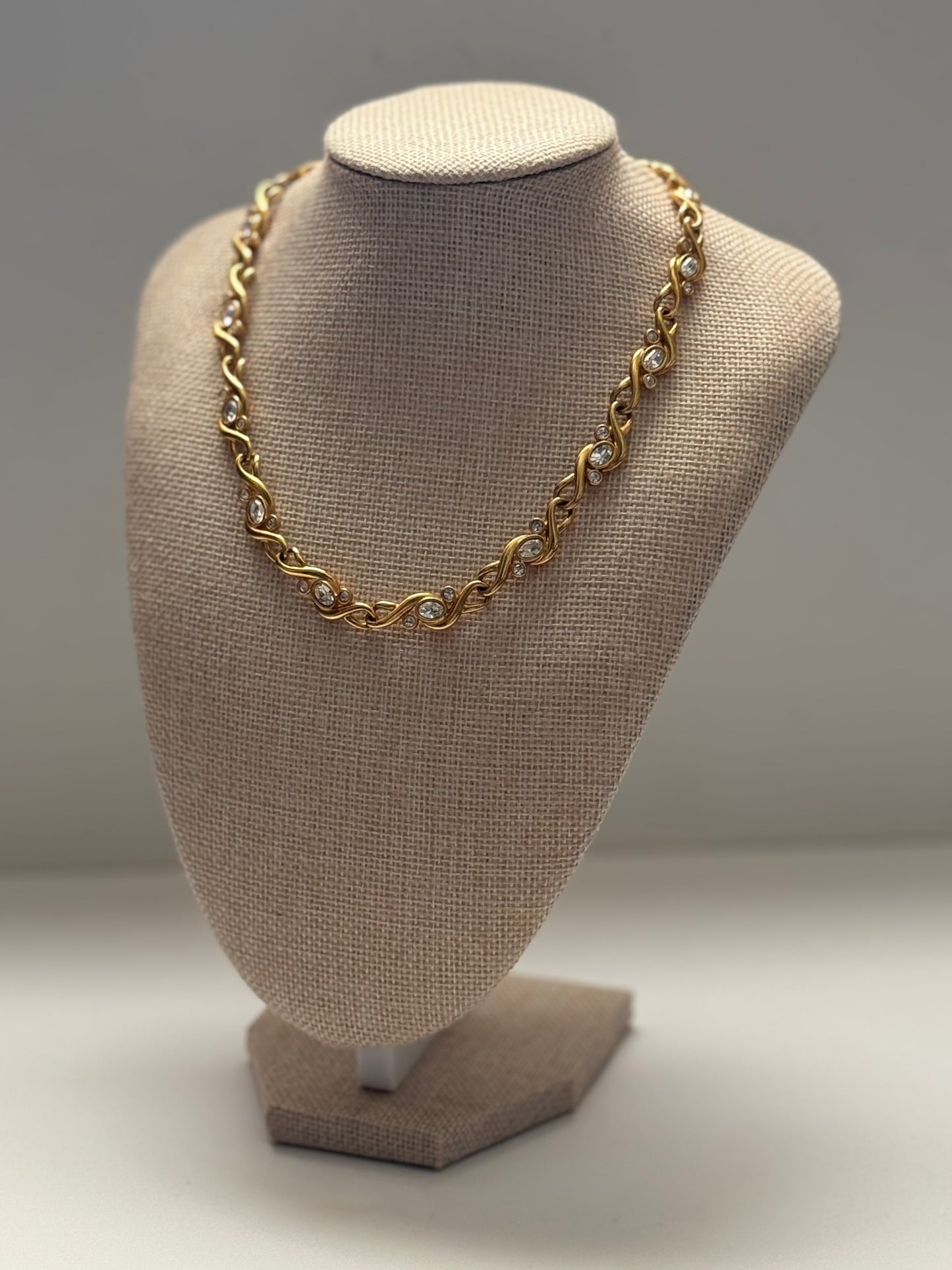Vintage Swarovski Gold Plated Necklace with Crystal Accents