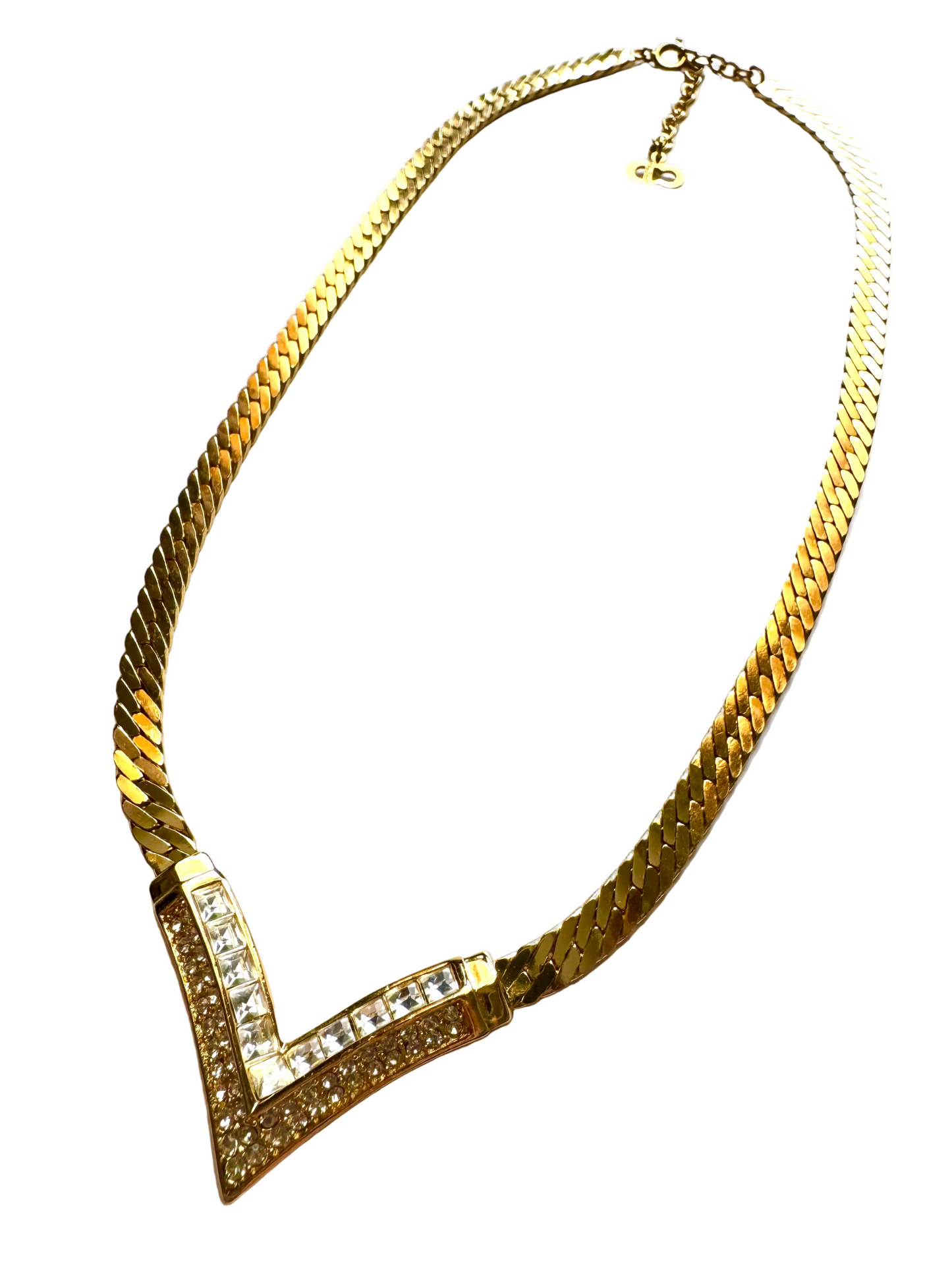 Vintage Christian Dior V-Shaped Crystal Collar Necklace