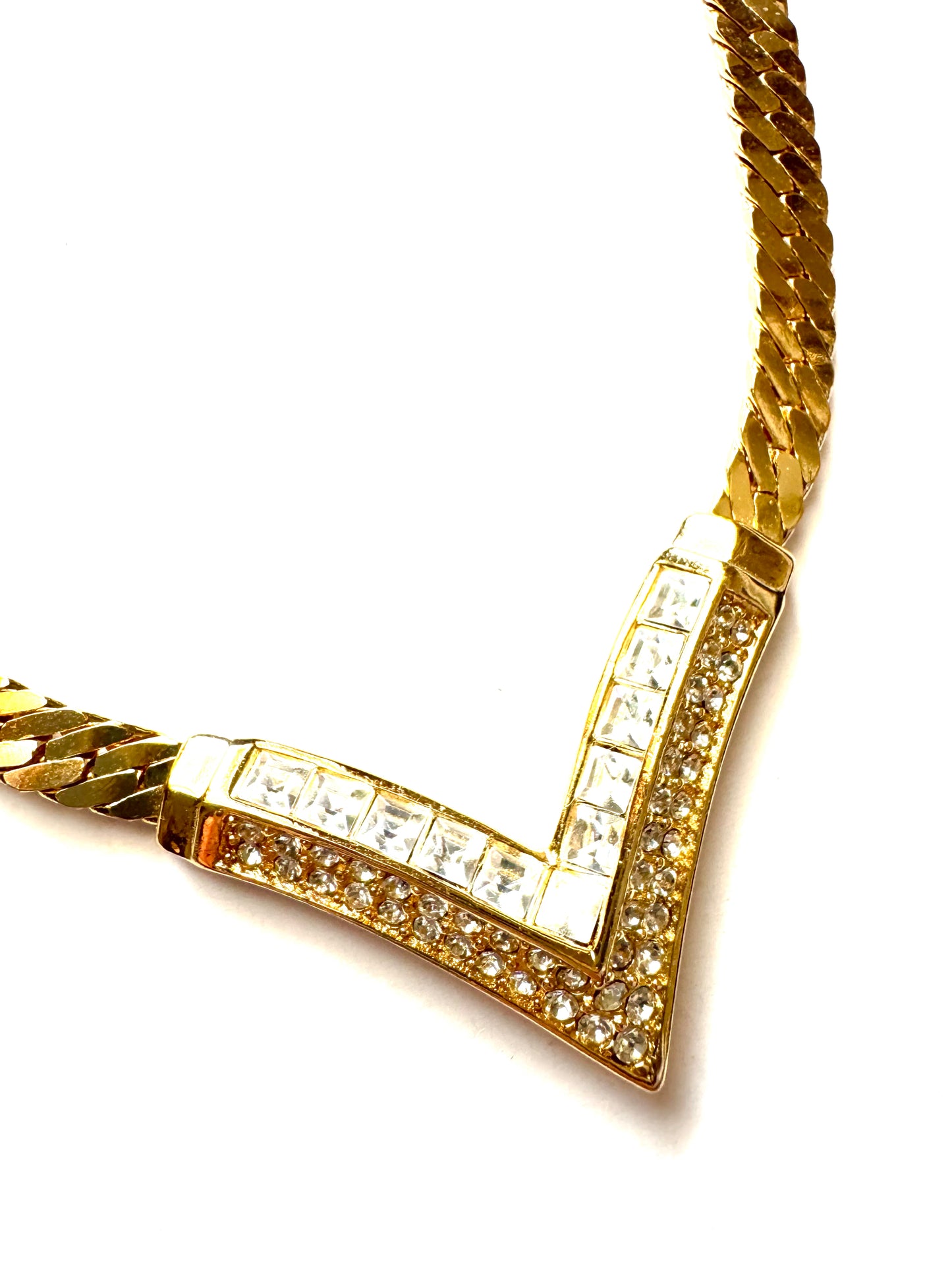 Vintage Christian Dior V-Shaped Crystal Collar Necklace