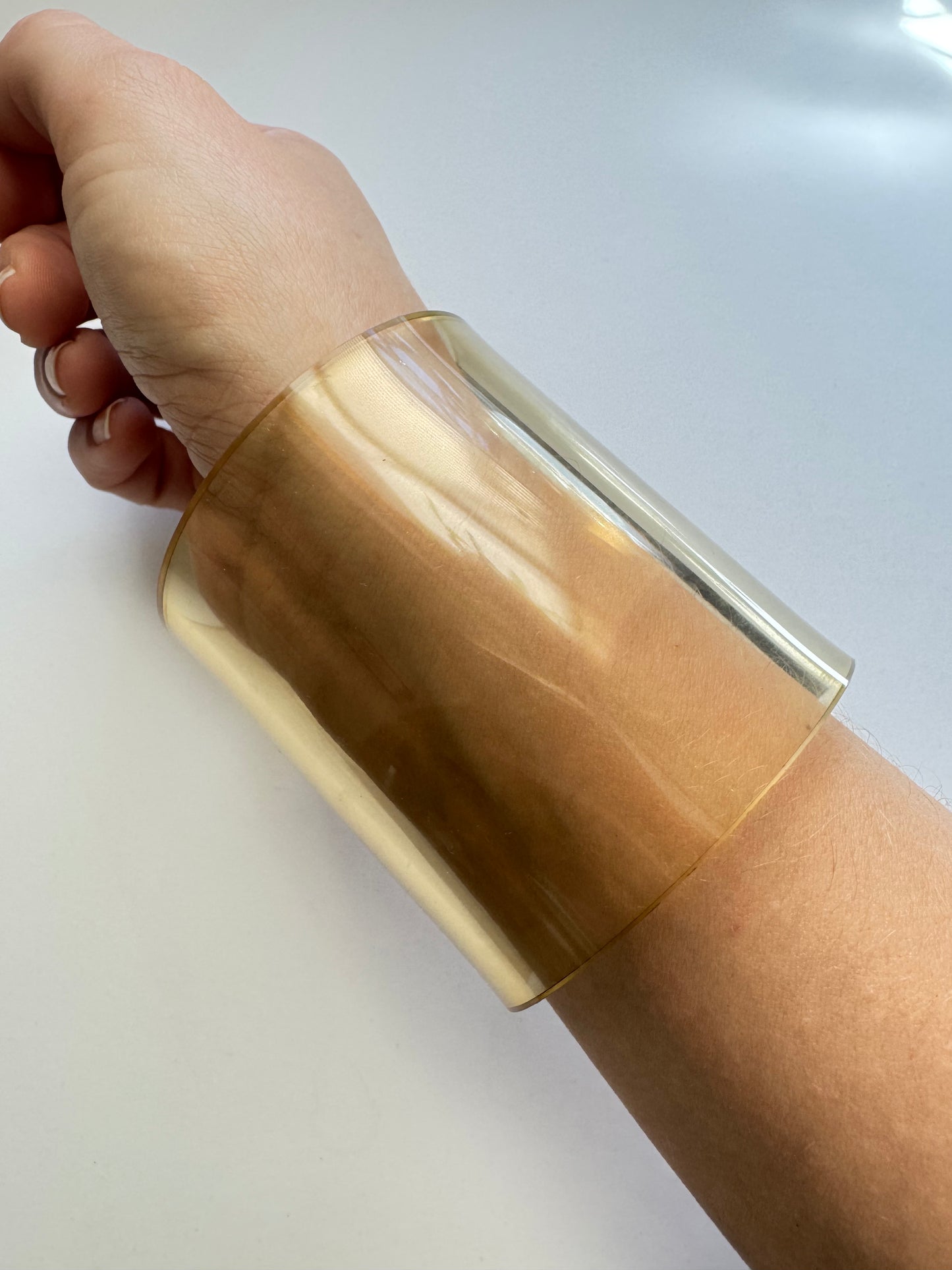 Vintage Chanel Transparent Vinyl Cuff Bracelet with Silver CC Studs