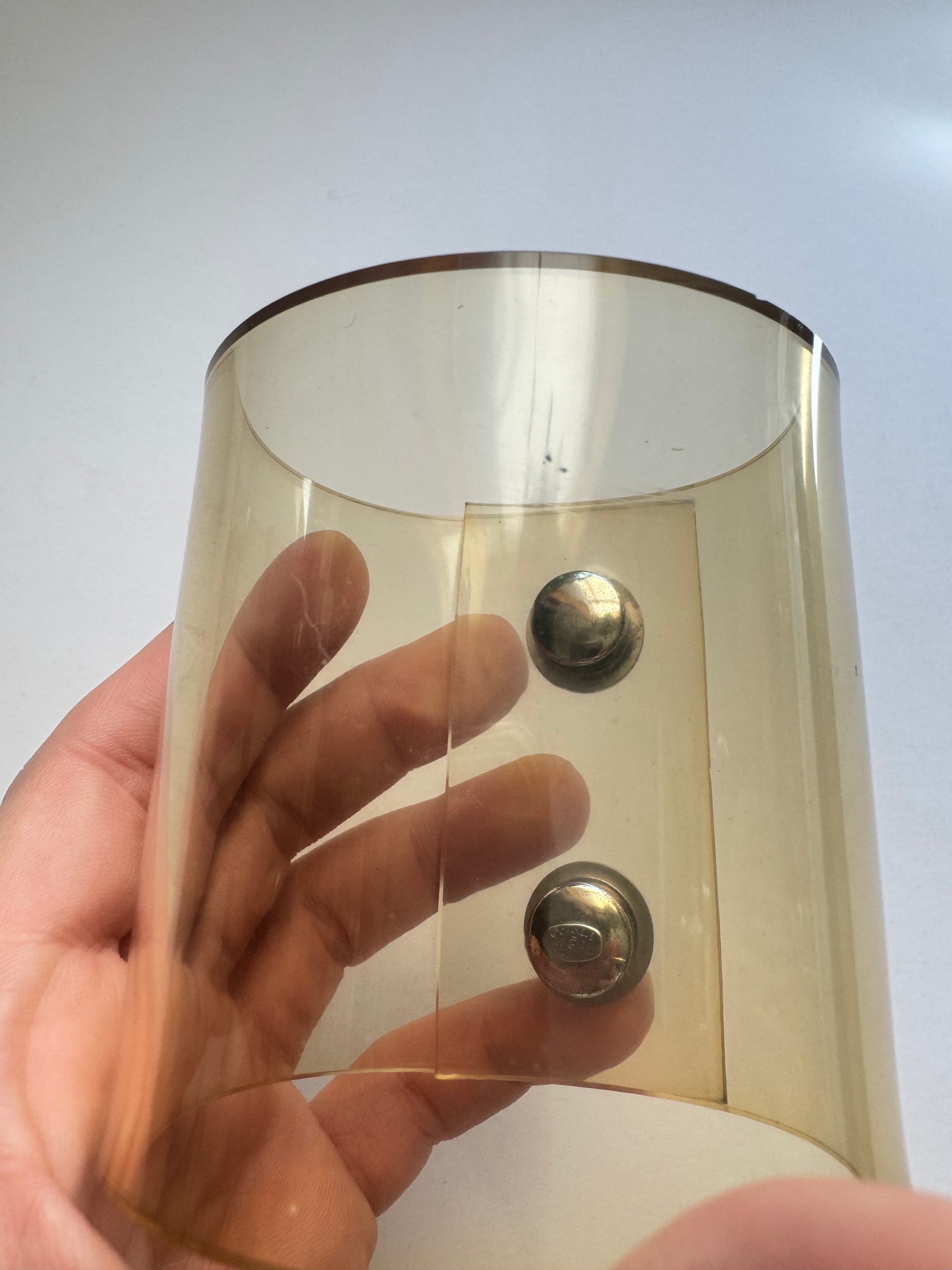 Vintage Chanel Transparent Vinyl Cuff Bracelet with Silver CC Studs