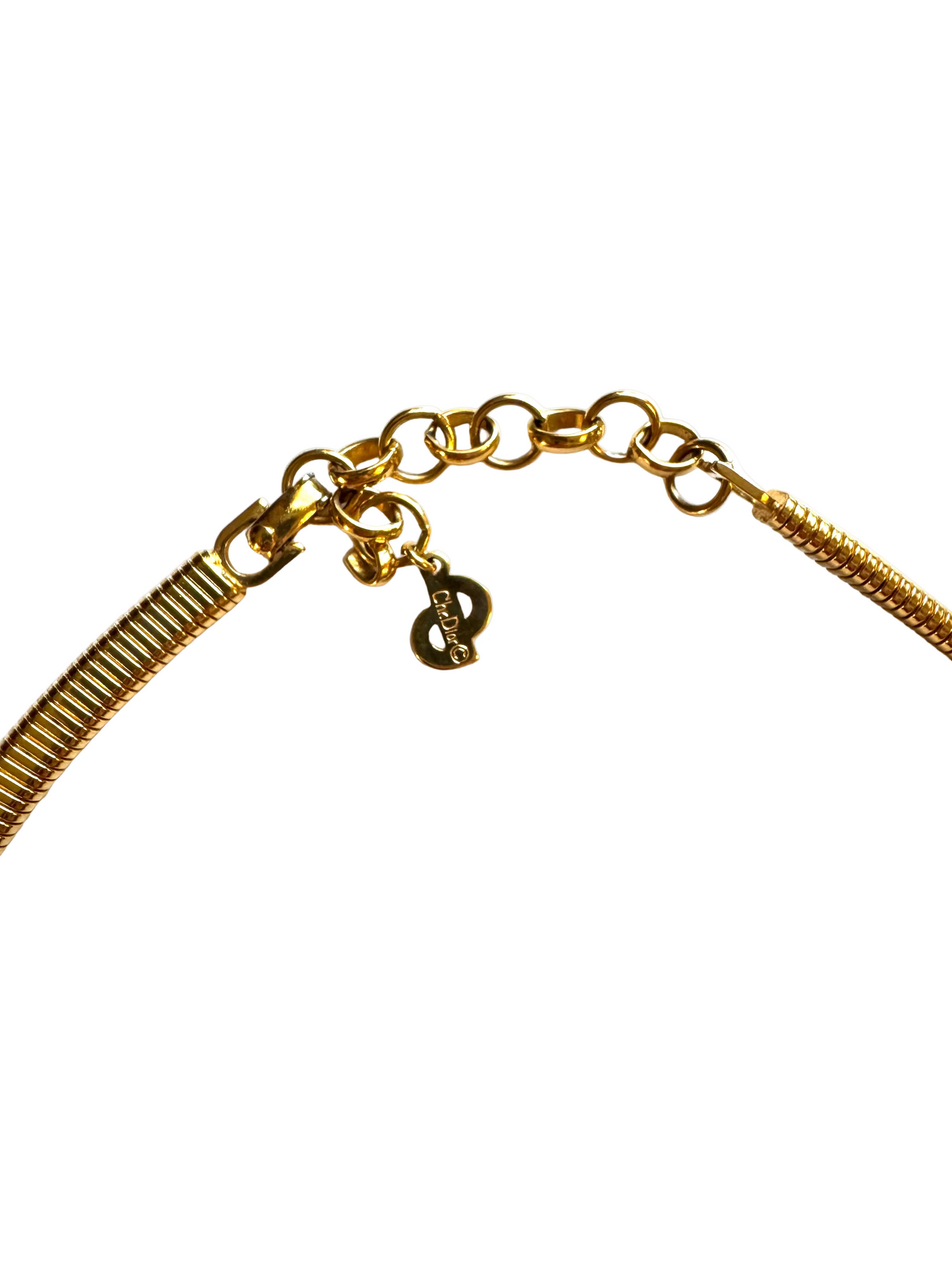 Vintage Christian Dior Tubogas Necklace with Purple Crystal Pave Accents