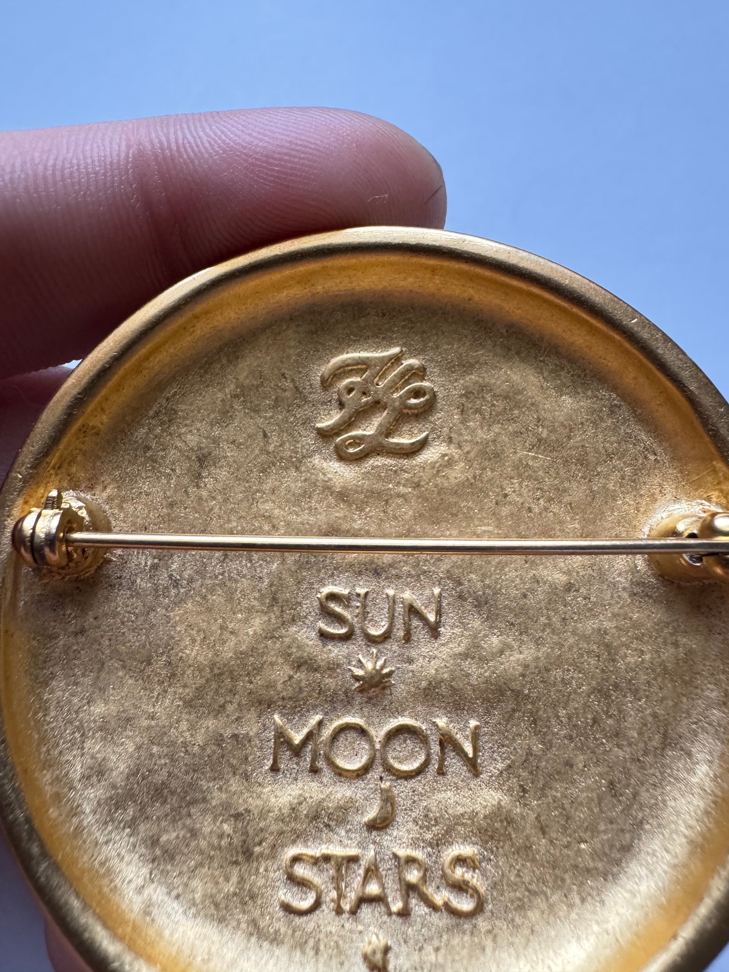 Vintage Karl Lagerfeld Moon & Star Brooch