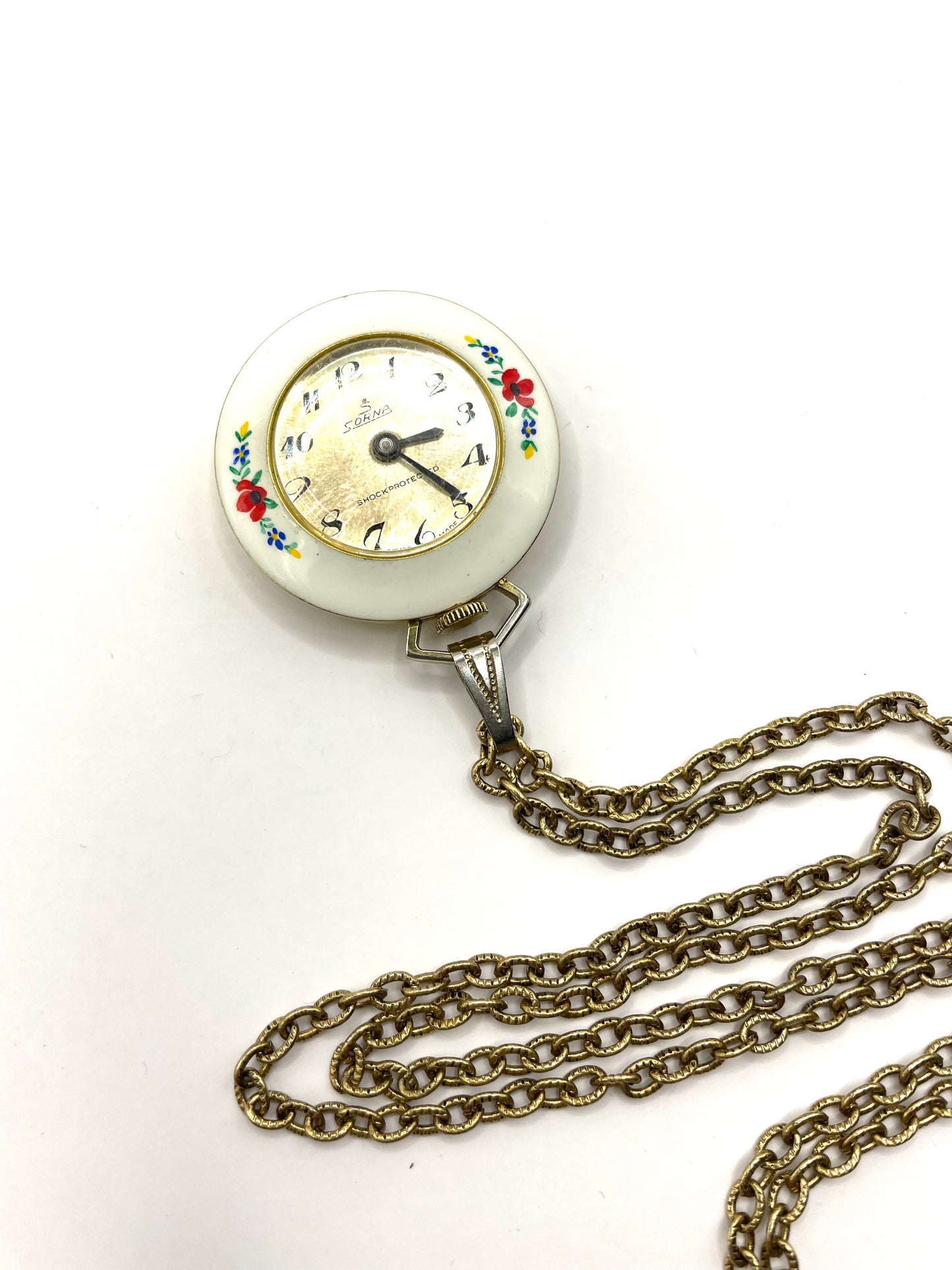 Vintage Swiss Sorna Enamel Wind Up Pendant Watch