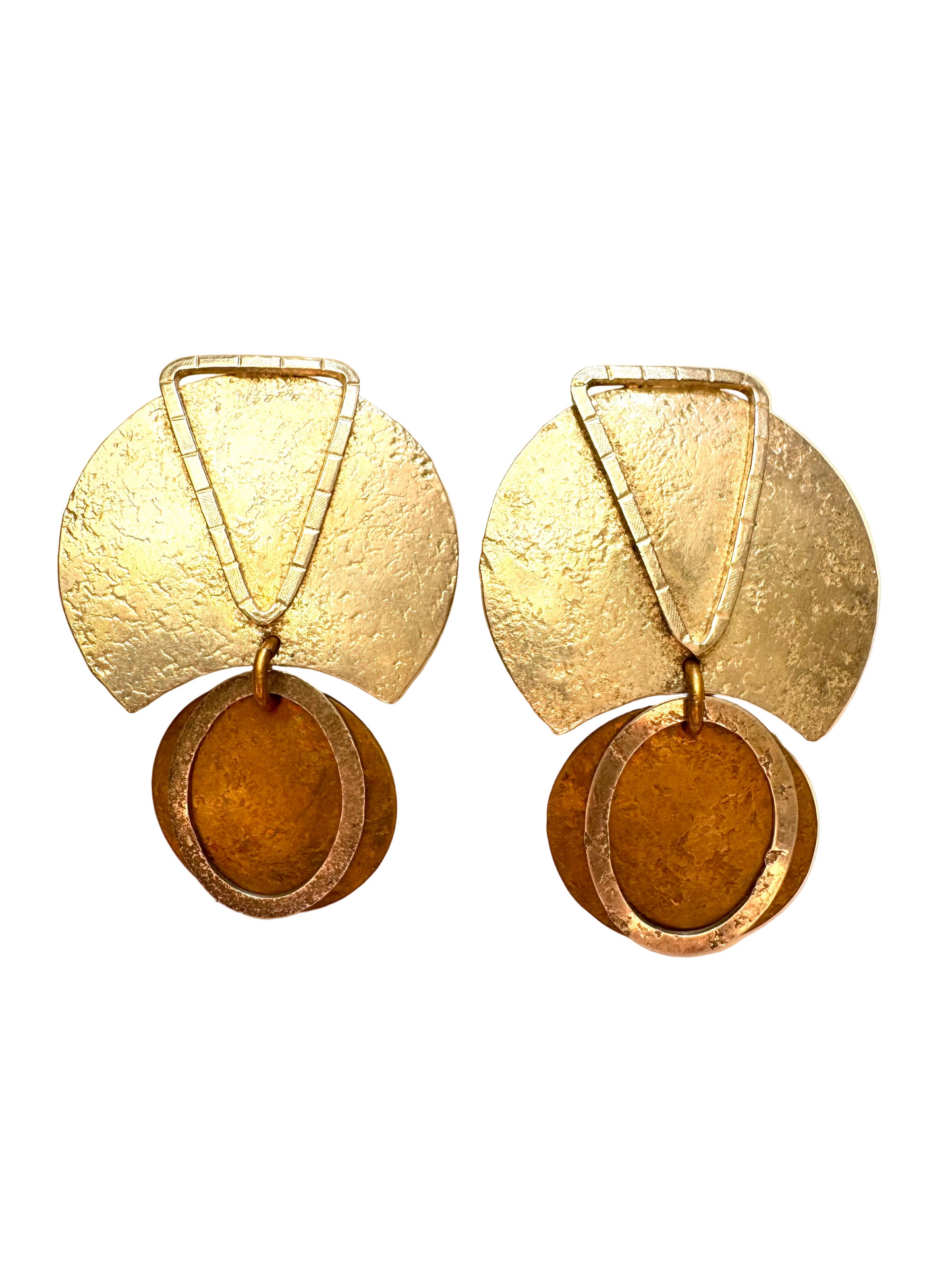 Modernist Sterling Silver Artisanal Sculptural Statement Clip-On Earrings