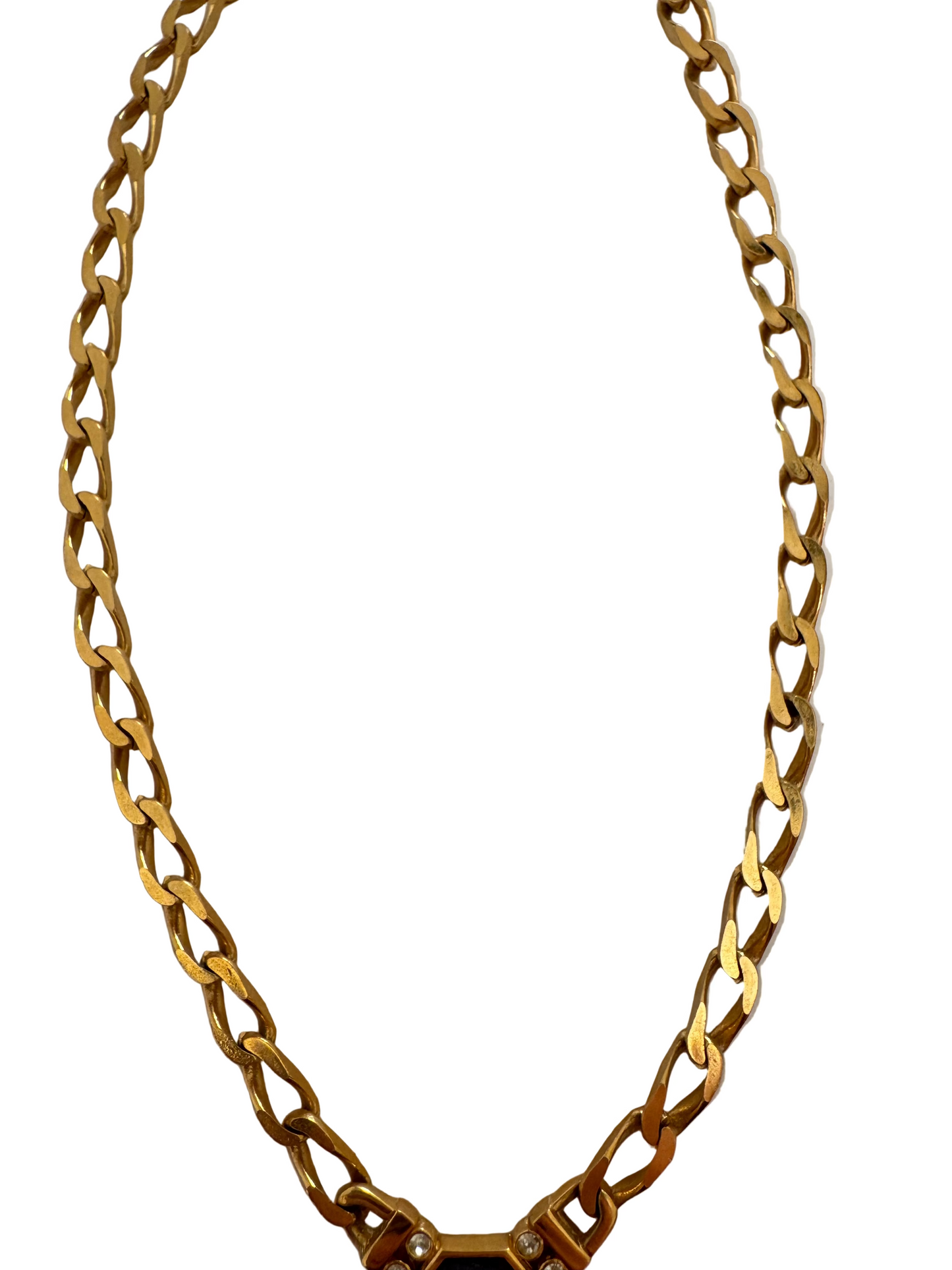 Vintage Givenchy Hexagon Purple Stone Rhinestones Chain Necklace