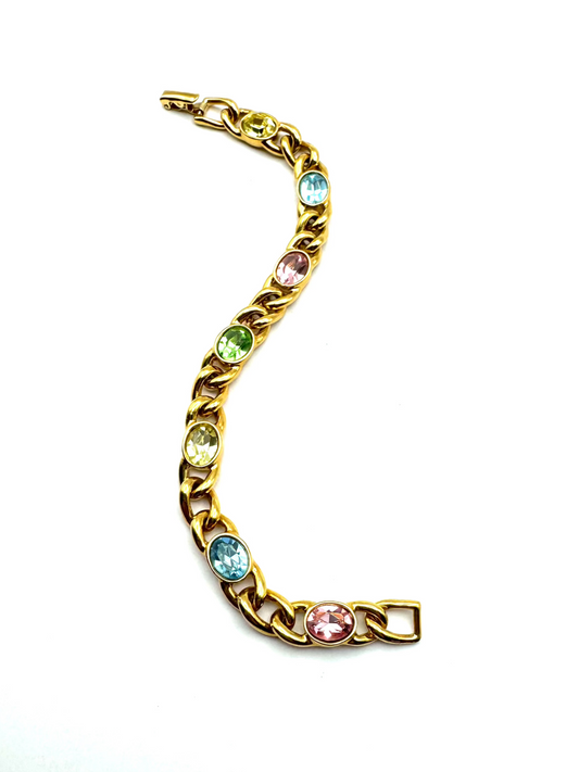 Vintage Swan Swarovski Multicolor Rhinestone Bracelet