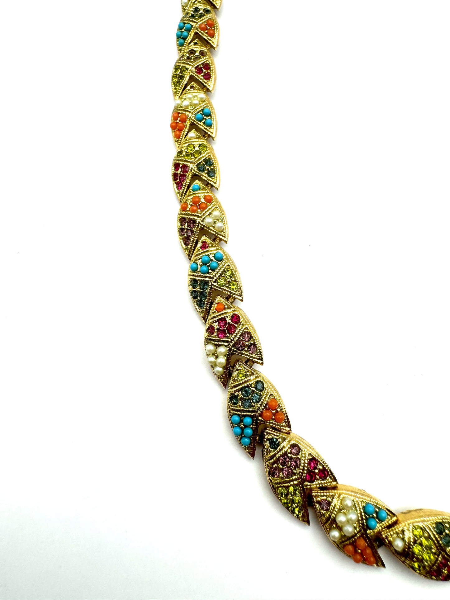 Vintage D'Orlan Buried Treasure Multicolor Beads Rhinestones Choker Necklace