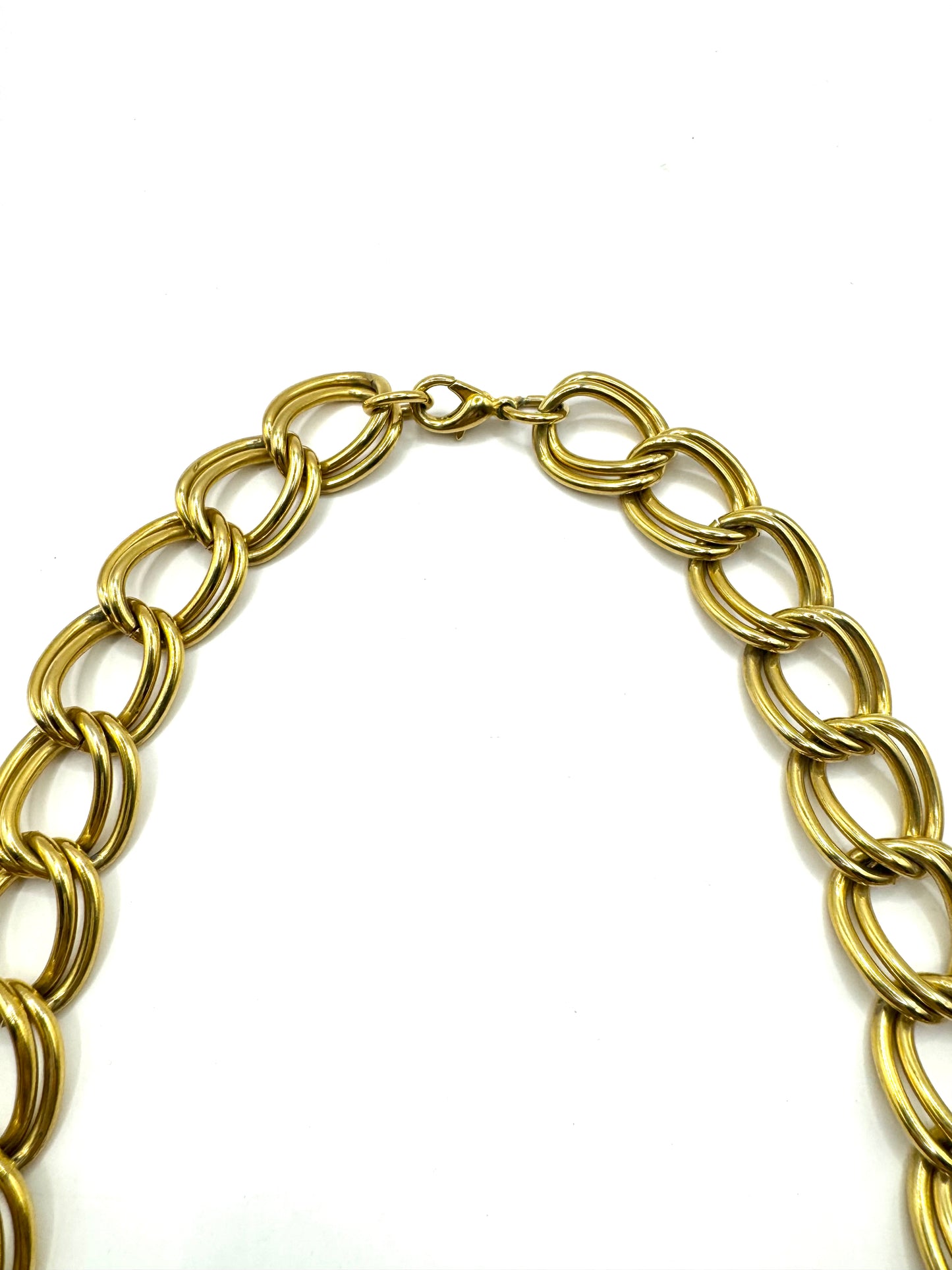 Vintage Chunky Gold Tone Black Lucite Cabochon Necklace