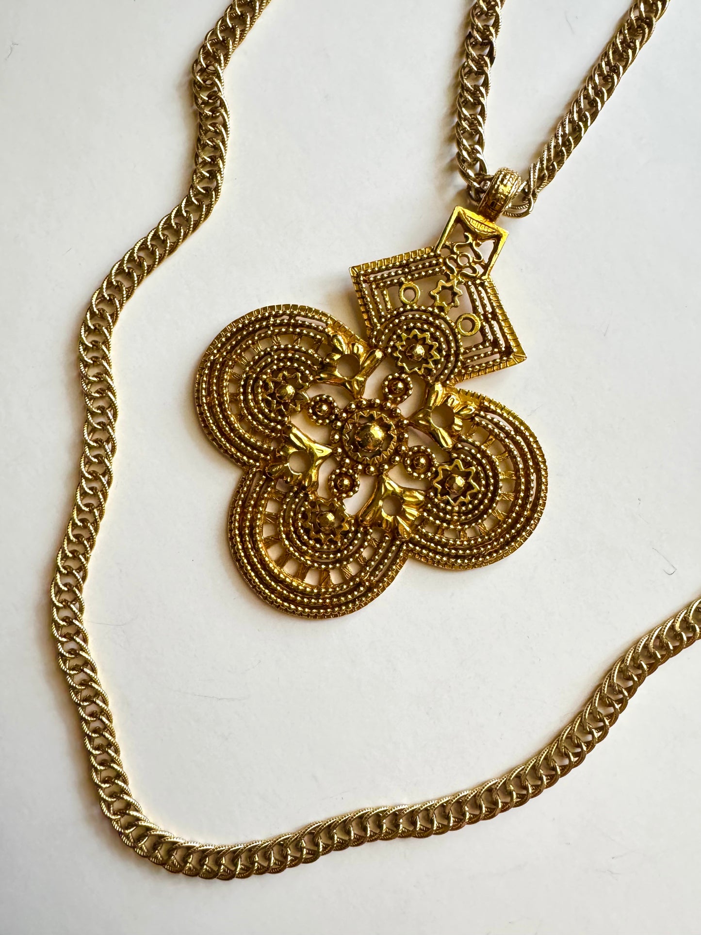 Vintage Kenneth Lane Double Strand Gold Tone Statement Necklace