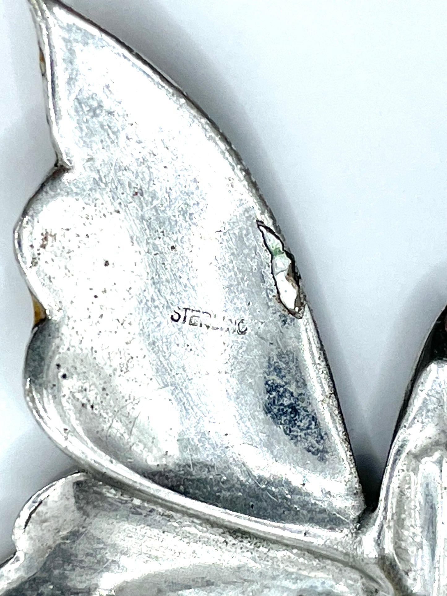 Vintage Sterling Silver Enamel Butterfly Brooch