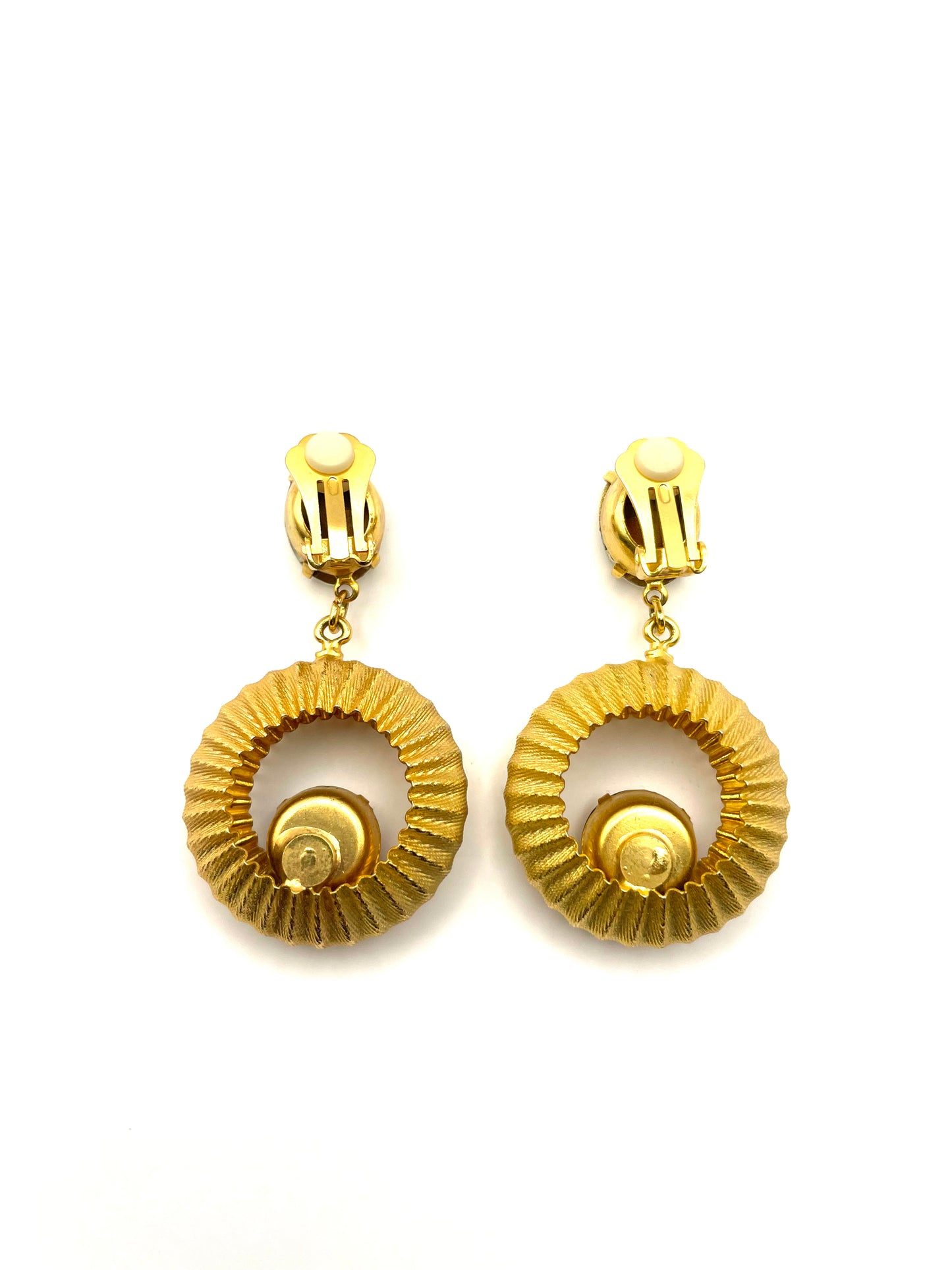 Vintage 1980's Gold Tone Drop Dangle Clip on Earrings