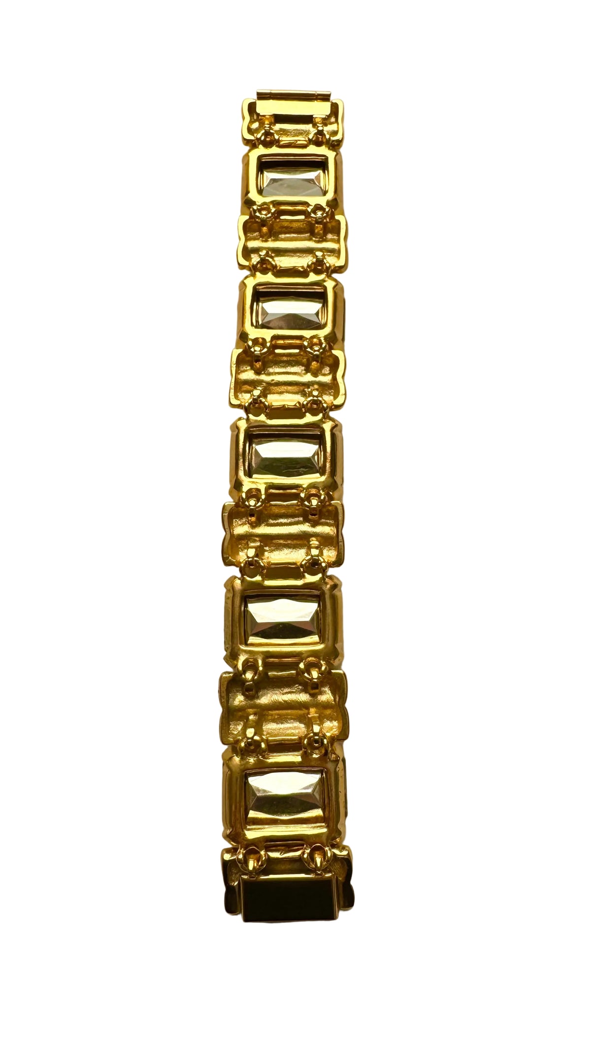 Vintage Chunky Clear Crystal Gold Tone Statement Link Bracelet