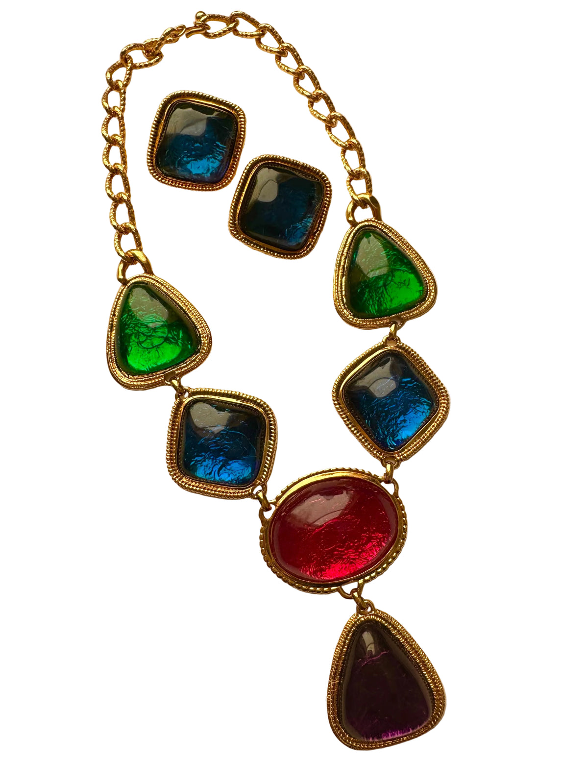 Vintage 1993 KJL for Avon Caprianti Collection Cabochon Necklace & Earrings Set
