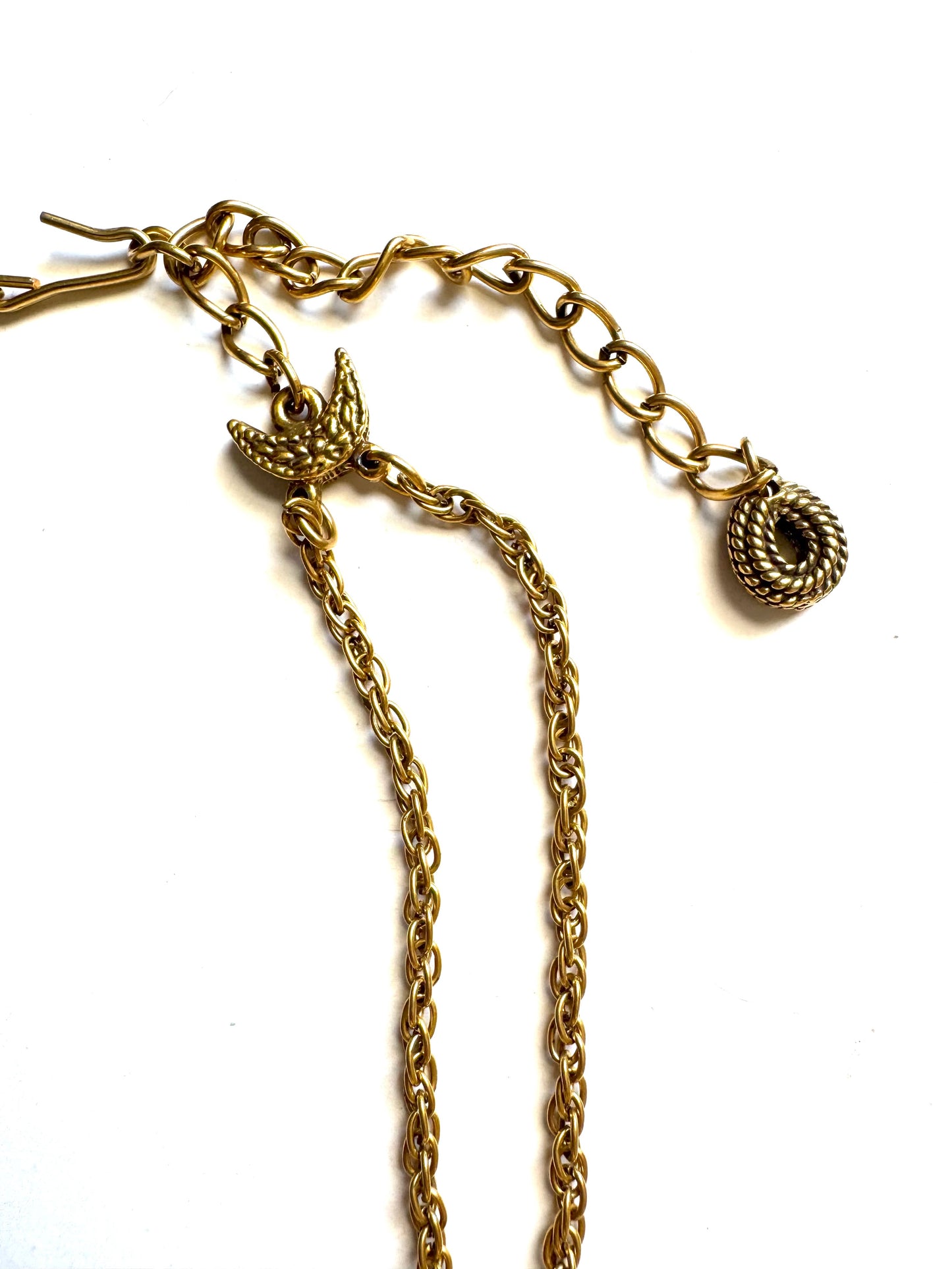 Vintage Amber Color Intaglio Neoclassic Medallion Double Chain Necklace