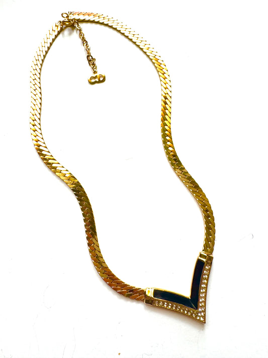 Vintage Christian Dior Pavé V Statement Necklace
