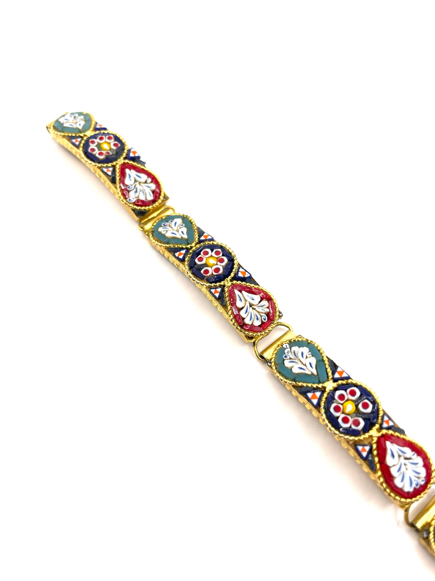 Vintage Italian Floral Micro Mosaic Bracelet