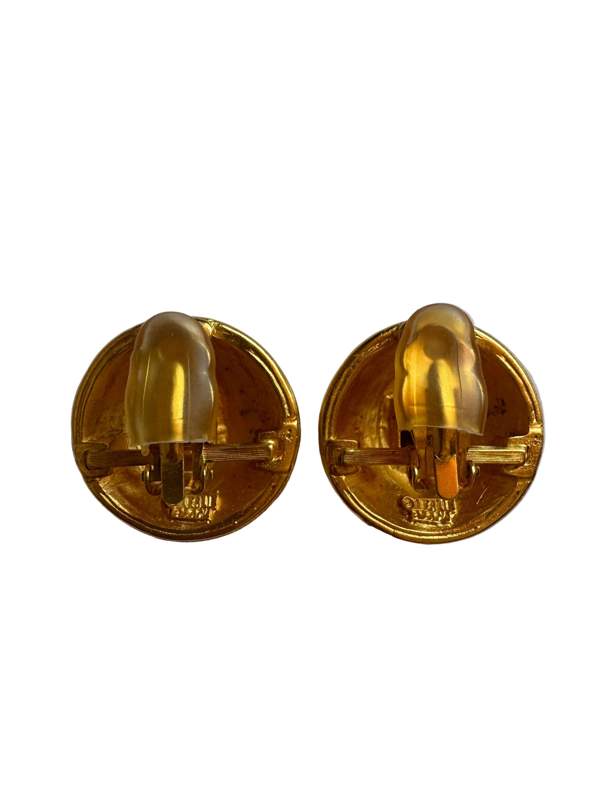 Vintage Leslie Block Ruby Red Crystal Gold Tone Clip-On Earrings