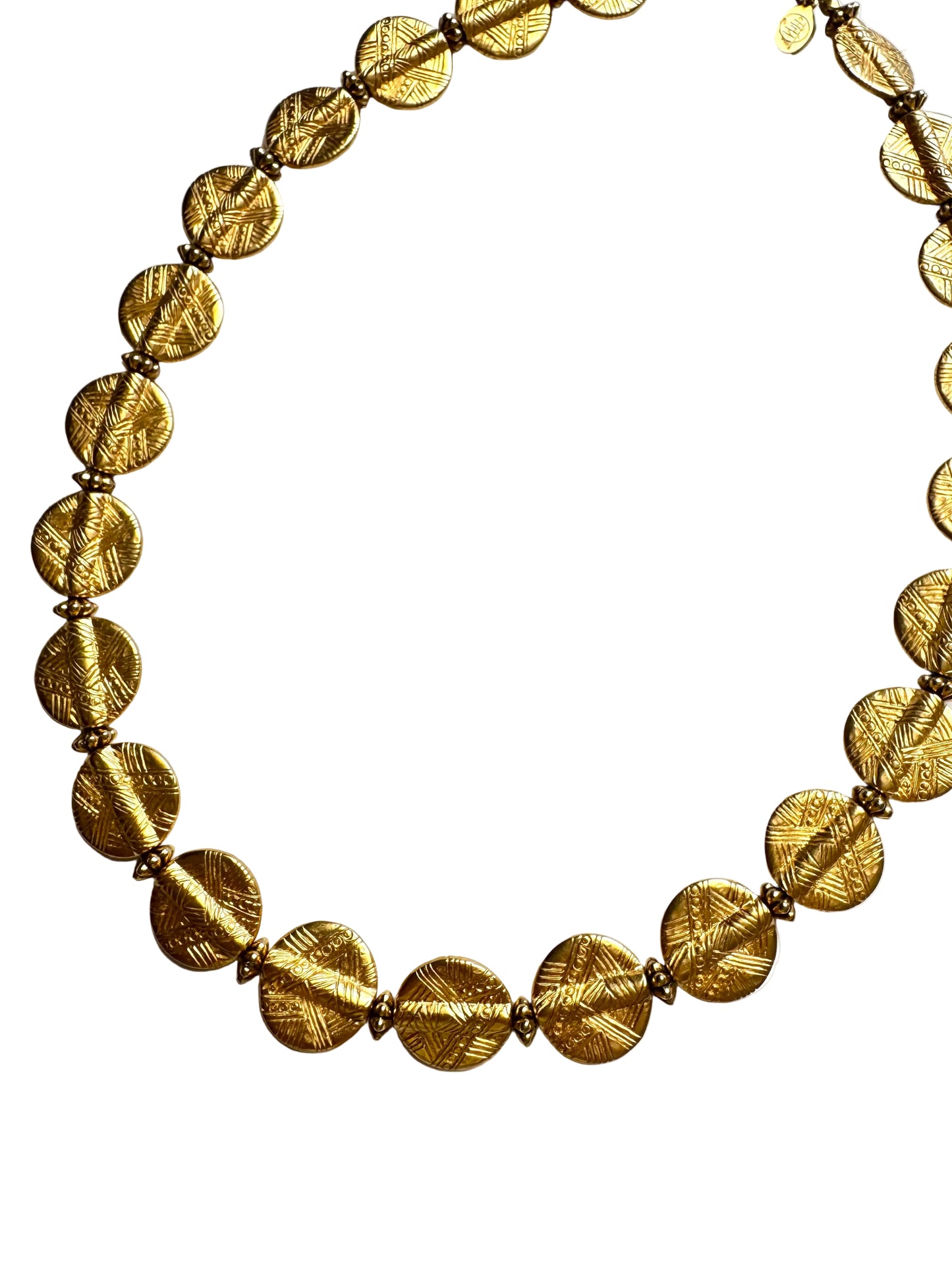 Vintage Mary McFadden Textured Medallion Collar Necklace