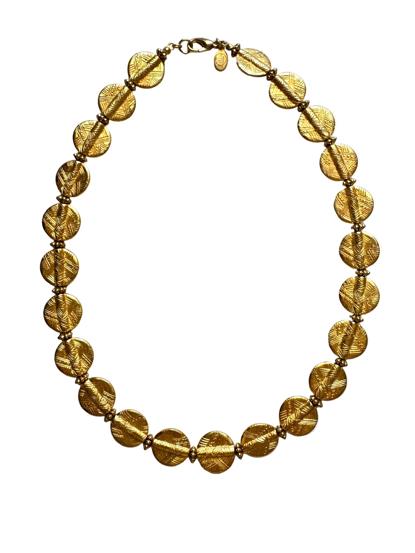 Vintage Mary McFadden Textured Medallion Collar Necklace