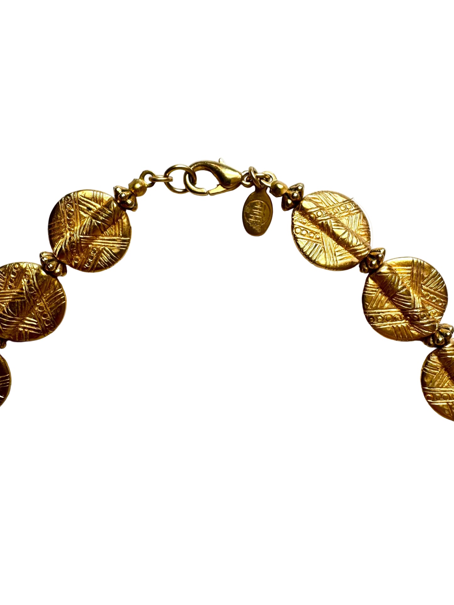 Vintage Mary McFadden Textured Medallion Collar Necklace