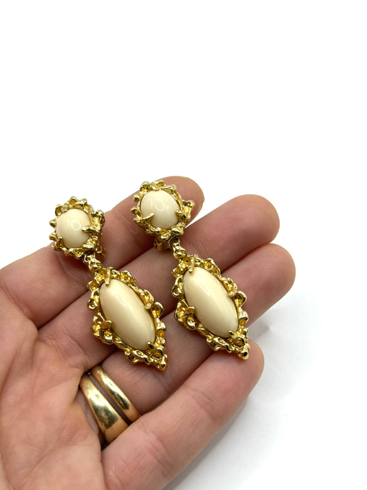 Vintage Benedetto Panetta Modernist Brutalist Dangle Clipon Earrings