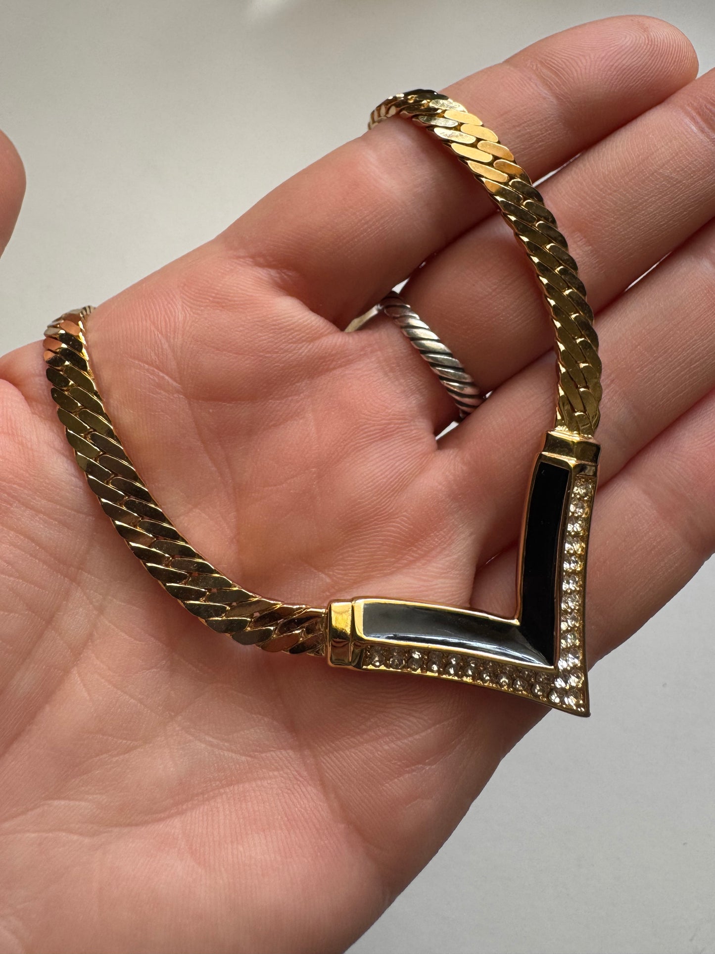 Vintage Christian Dior Pavé V Statement Necklace
